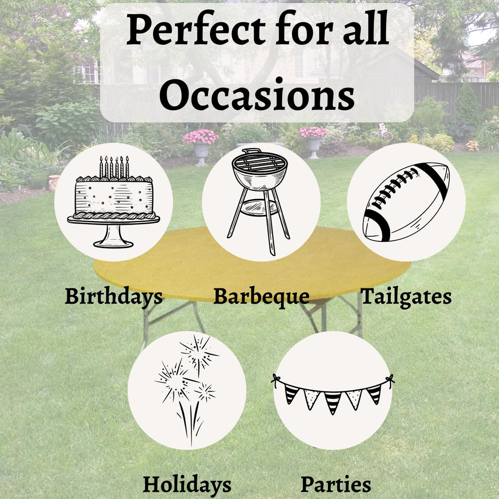 Kwik-Covers 60" Round Fitted Plastic Table Covers, 5 Pack (Black)