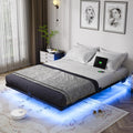 OLEVS Floating Bed Frame Full Size with Smart LED Lights and Charging Station - Modern Metal Platform Bed, Easy Assembly No Box Spring Needed