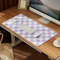 Ohocut Checkered Desk Mat, Large Cute Aesthetic Retro PU Leather Computer Laptop Desk Mat, Non-Slip Waterproof Mouse Keyboard Pad, Desk Writing Mat for Work/Home (Beige, 23.6" x 13.7")