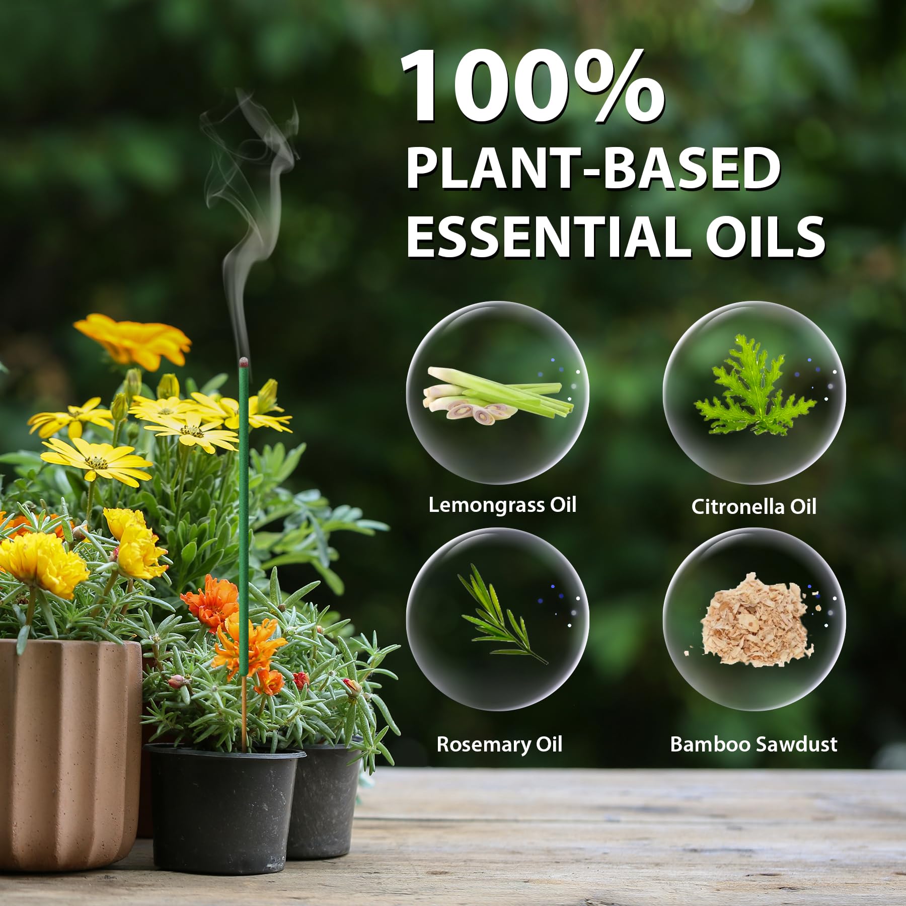 BugBai Mosquito Repellent Outdoor Patio 120 PCS, Citronella Oil Mosquito Incense Sticks Indoor Home Pet Family Safe, Natural Plant-Based Bug Insect Barrier for Yard Garden Lawn Camping Fishing, 0.5 lb