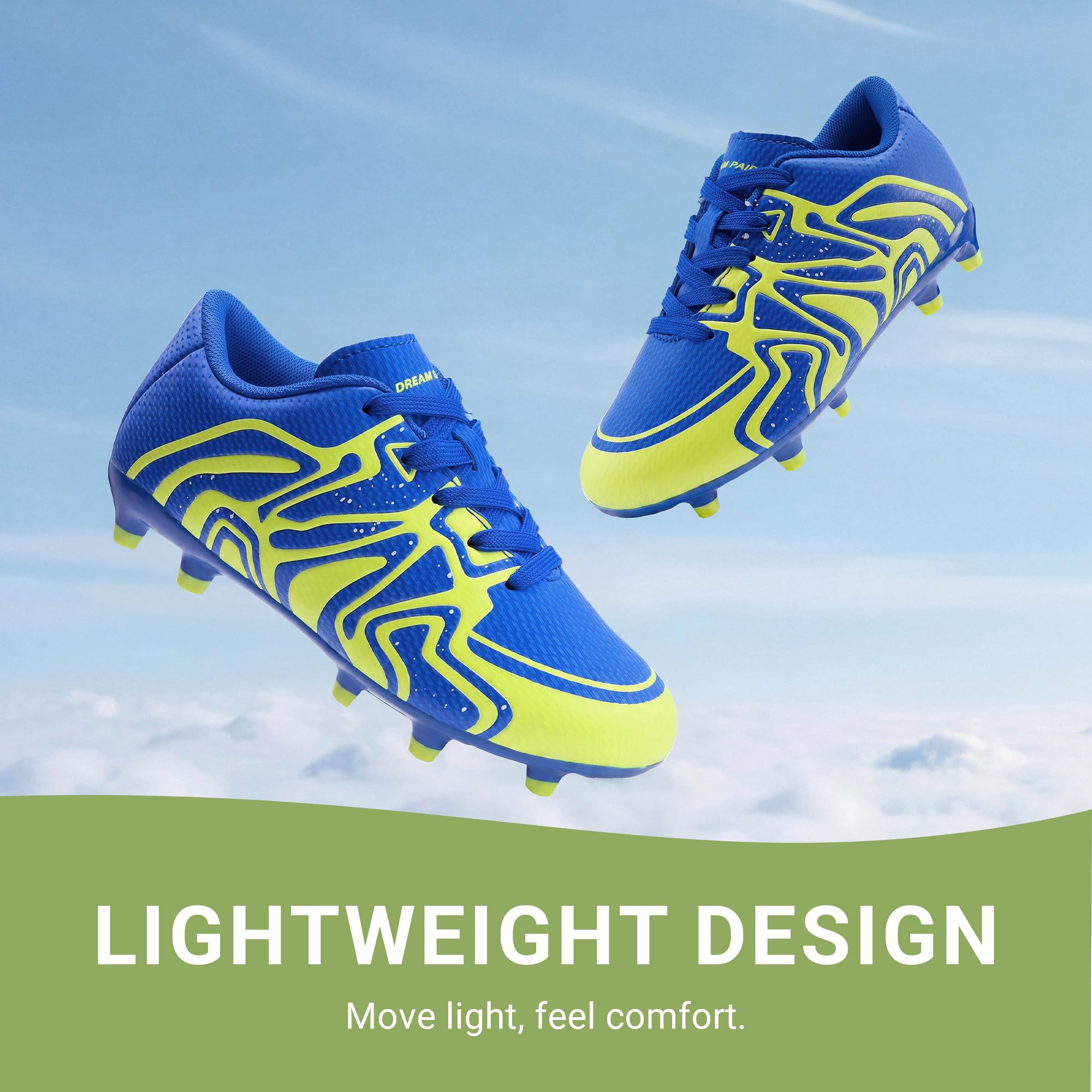 DREAM PAIRS Boys Girls Soccer Cleats Youth Firm Groud Baseball Cleats Sport Athletic Outdoor Trainning Football Shoes for Little/Big Kid