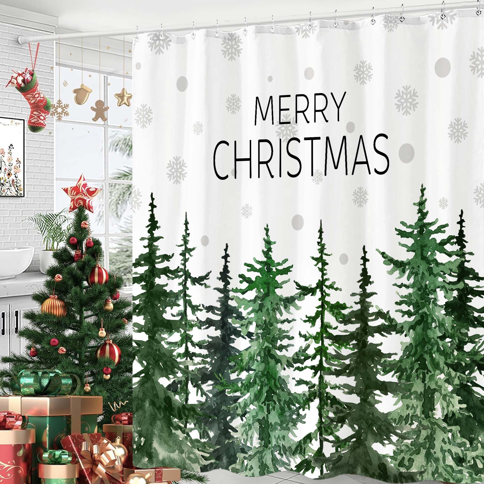 Stall Small Black and White Misty Forest Shower Curtain Ombre Gray Grey Mountain Pine Tree Waterproof Fabric Shower Curtains for Bathroom Nature Woodland Decorative Bath Curtain Decor 36×72 Inches