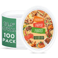 ZOES HOMEWARE 100% Compostable Oval Paper Plates 12 inch Bulk 100 Count, Heavy Duty Large Disposable Plates, Eco-Renewable Sugarcane Pulp Plates for Party,Dinner& Daily Use, White