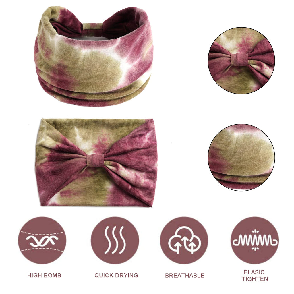 Boho Headbands For Women Fashion Stretch Wide Hair Bands Knoted Turban Head Bands Yoga Running Sweatband Elastic Headband Stylish Wrap Headbands Hair Accessories for Teen Girls 4 Pack