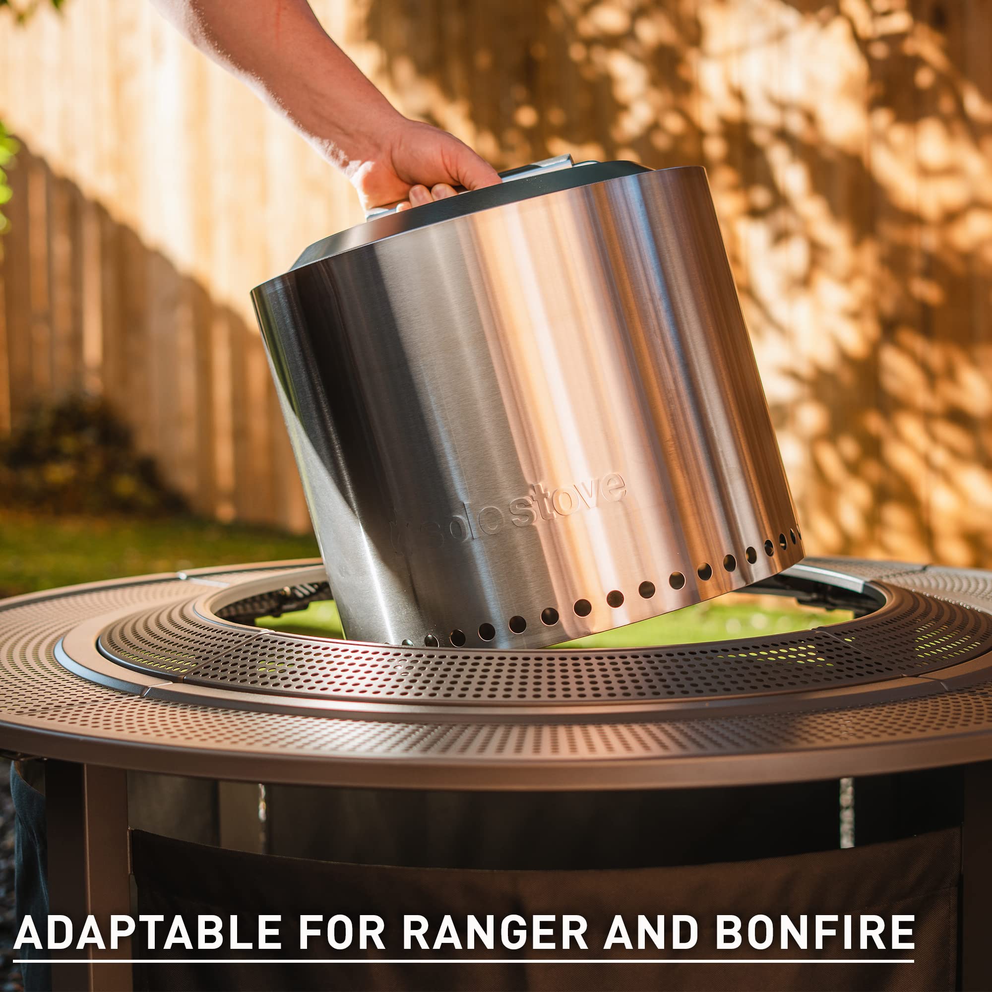Solo Stove 42 Inch Fire Pit Surround Tabletop - Portable Protective Barrier for Wood Burning Fire Pits for Safety & Extra Space - Powder-Coated Steel and UV-Resistant Outdoor Fabric, Black