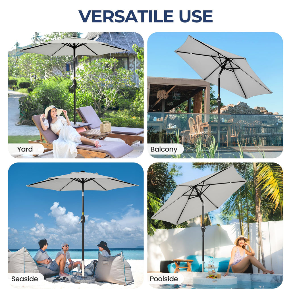 SUNVIVI OUTDOOR Outdoor Patio Umbrella, Patio Umbrella, Market Umbrella, Large Outdoor Umbrella, Metal Pole Umbrella with Push Button Tilt and Crank, Polyester Canopy