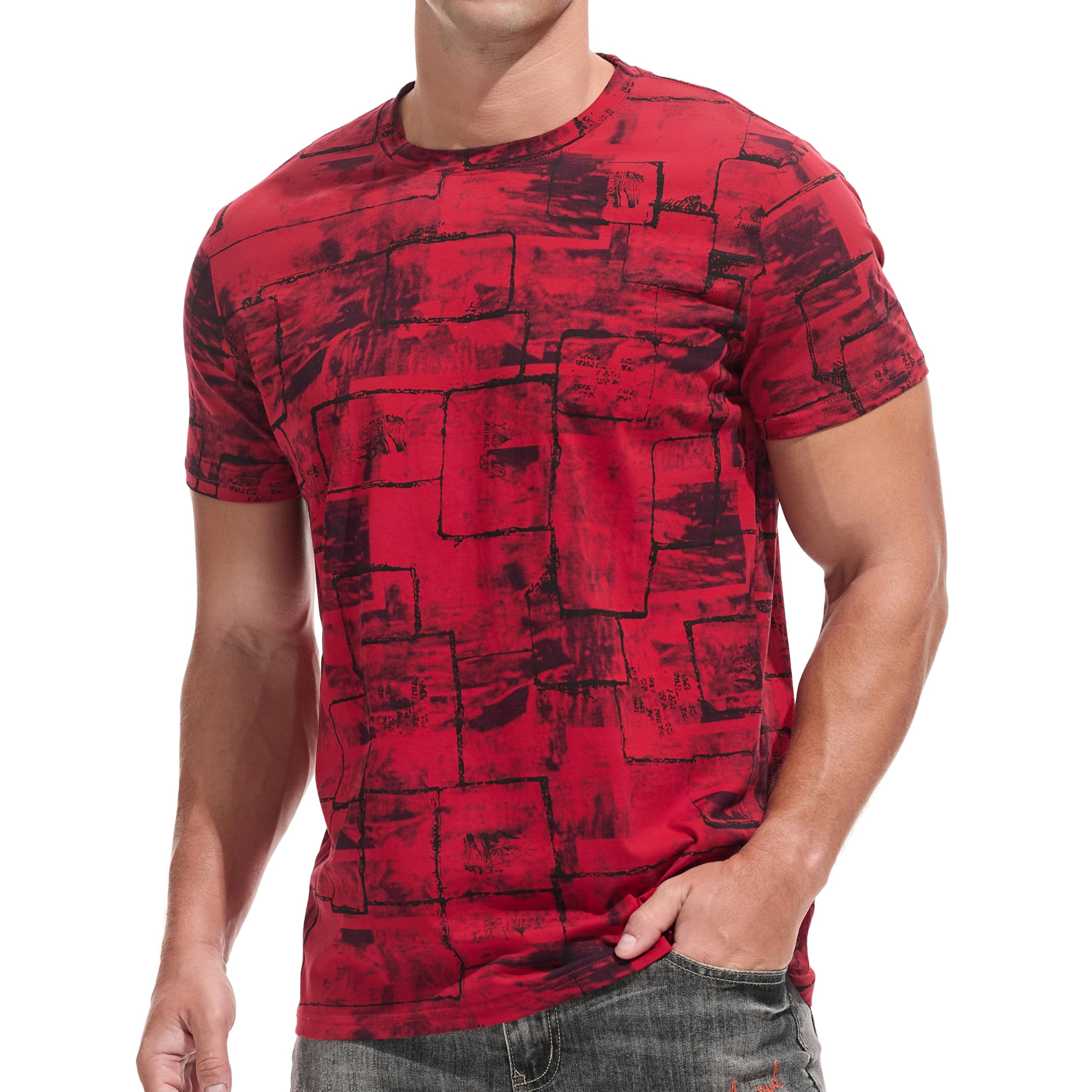 YININF Mens Hipster Hip Hop Short Sleeve Print T-Shirt Shirts Men