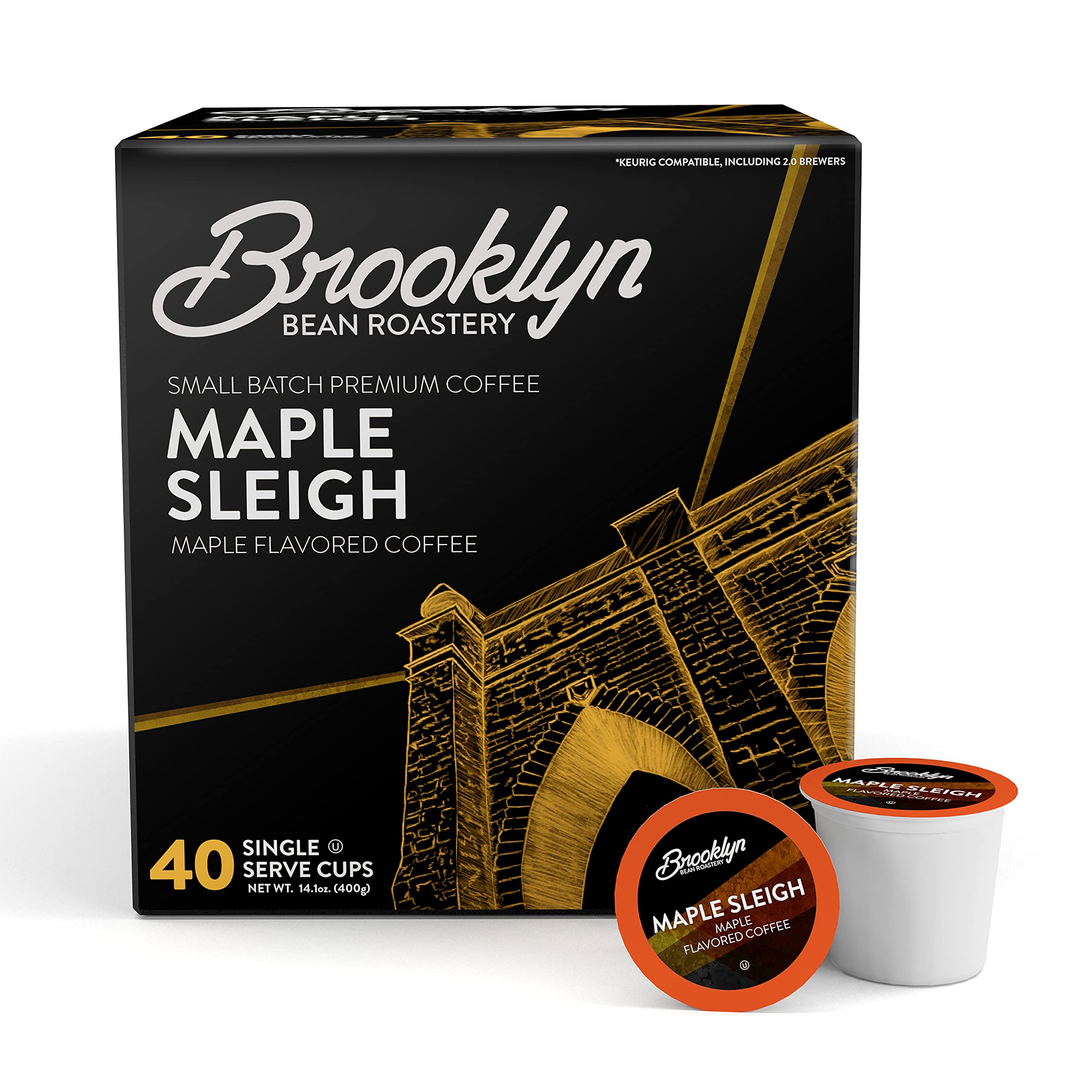 Brooklyn Beans Coffee Pods, Medium Roast Gourmet Variety Pack - Compatible with Keurig K Cup Brewers Including 2.0 Machines, 40 Count