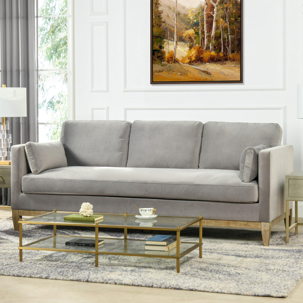Jennifer Taylor Home Knox 84" Modern Farmhouse Performance Velvet Fabric Living Room Sofa Couch in Burnt Orange