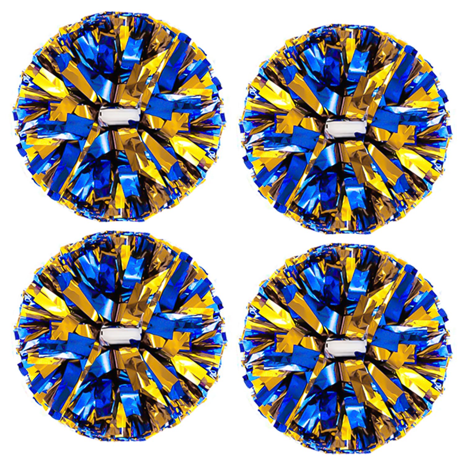 4Pcs Metallic Cheerleading Pom Poms, Creatiee 2 Pair Cheerleader Cheering Squad Pompoms for School Sports Dance Games Team Spirit Cheer