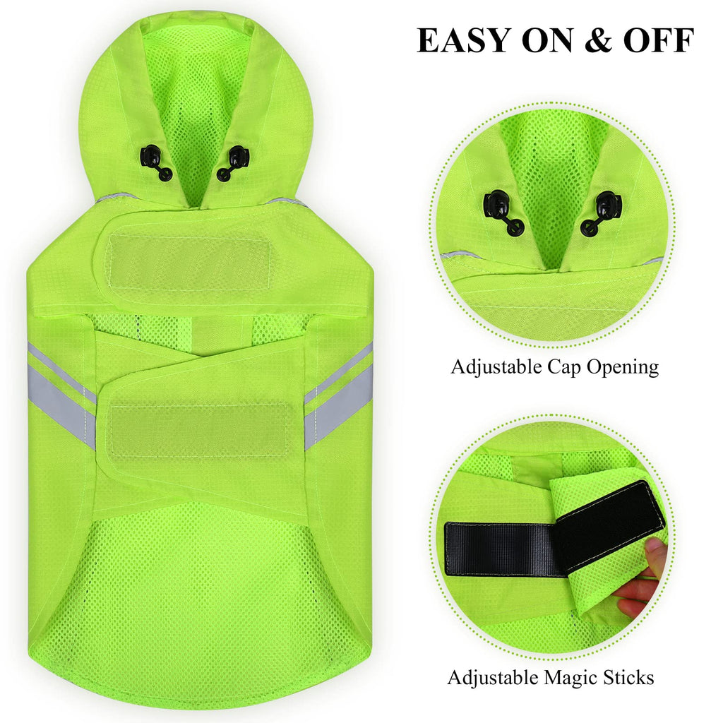 VIVAGLORY Wetoff Dog Raincoat, Rain Coat for Dog All Seasons Adventure, Rain Jacket with Harness Hole & Hood, Reflective Lightweight Waterproof for Doggy & Puppy, XXS, Blue