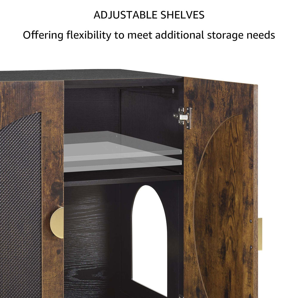 unipaws Extra Large Cat Litter Box Enclosure for Self-Cleaning & Automatic Litter Boxes, Tall Cabinet with Charging Station, Wooden Dog Proof Hidden Cat House for Top Entry Litter Box