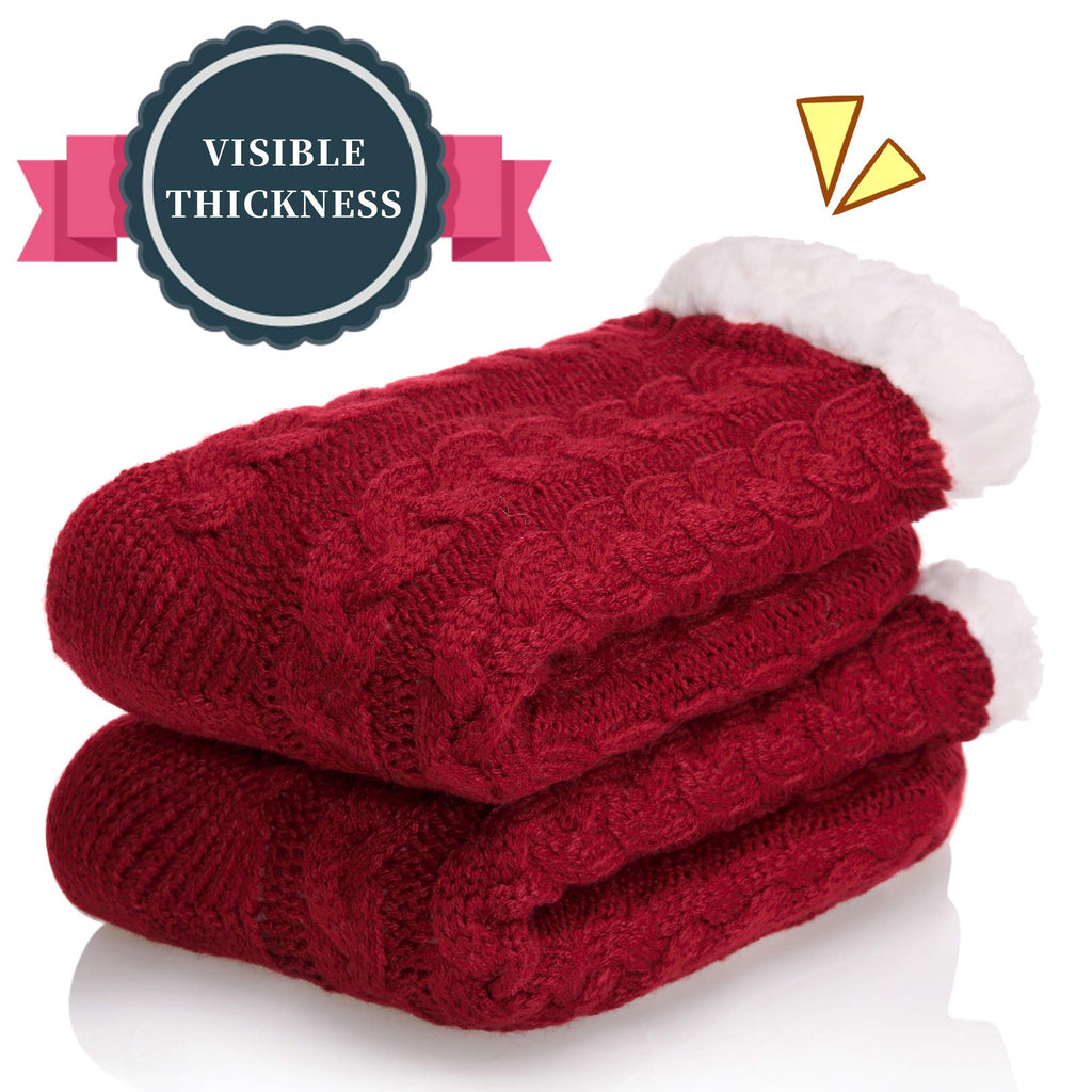 SDBING Women's Winter Super Soft Warm Cozy Fleece Lined Fuzzy Slipper Socks with Grippers