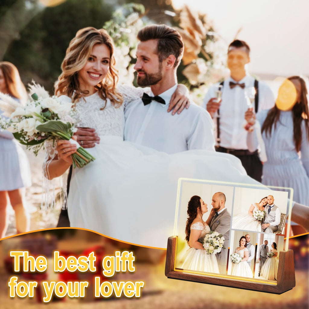 Personalized Fathers Day Birthday Gifts For Daddy Dad From Daughter Son Wife, Custom Acrylic Plaque Light Up Picture Frame, Customized Dad Gifts For Husband Men Papa Fathers Day Christmas