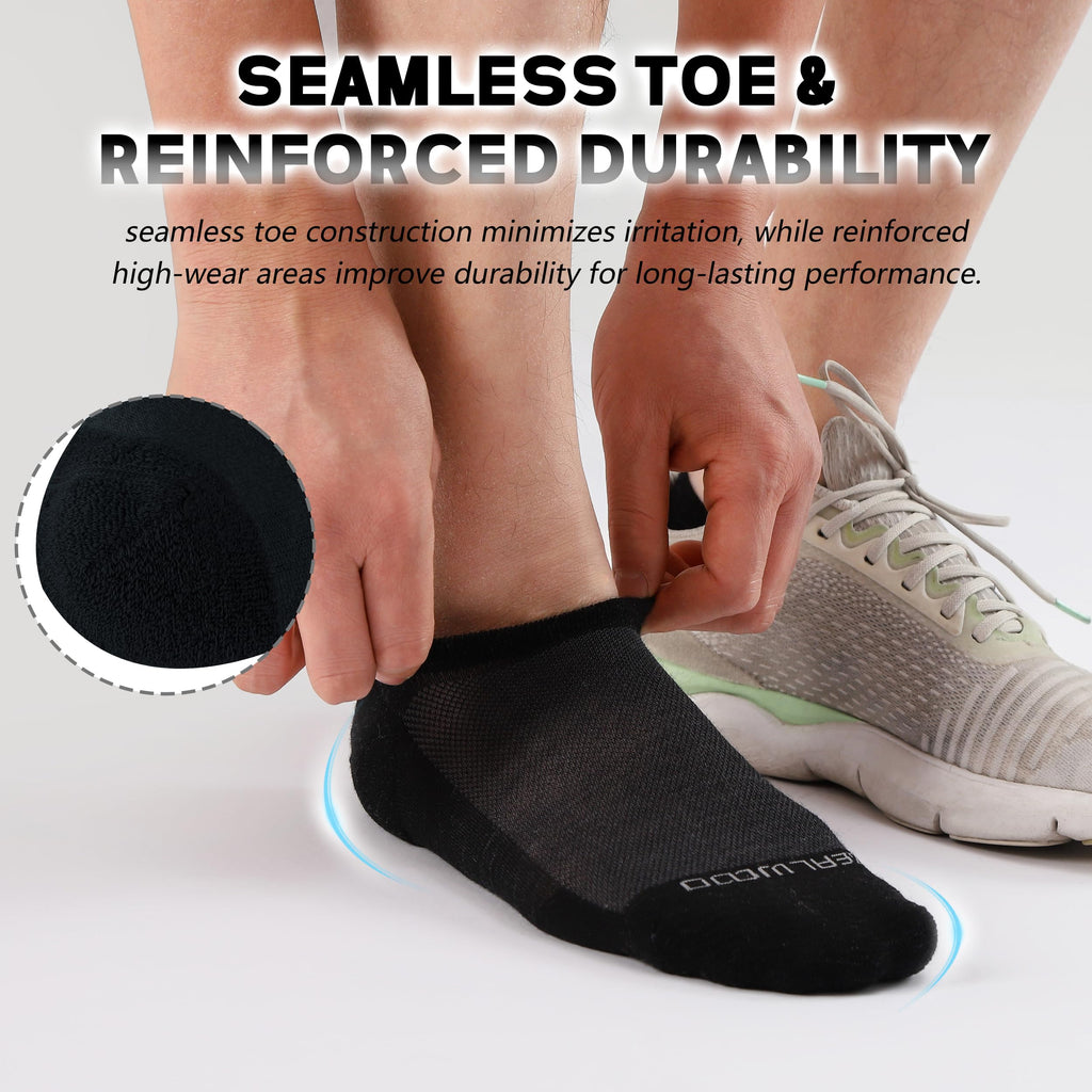 No Show Athletic Socks, ZEALWOOD 3 Pairs Merino Wool Ultra-Light Running Tennis Golf Socks for Men Women