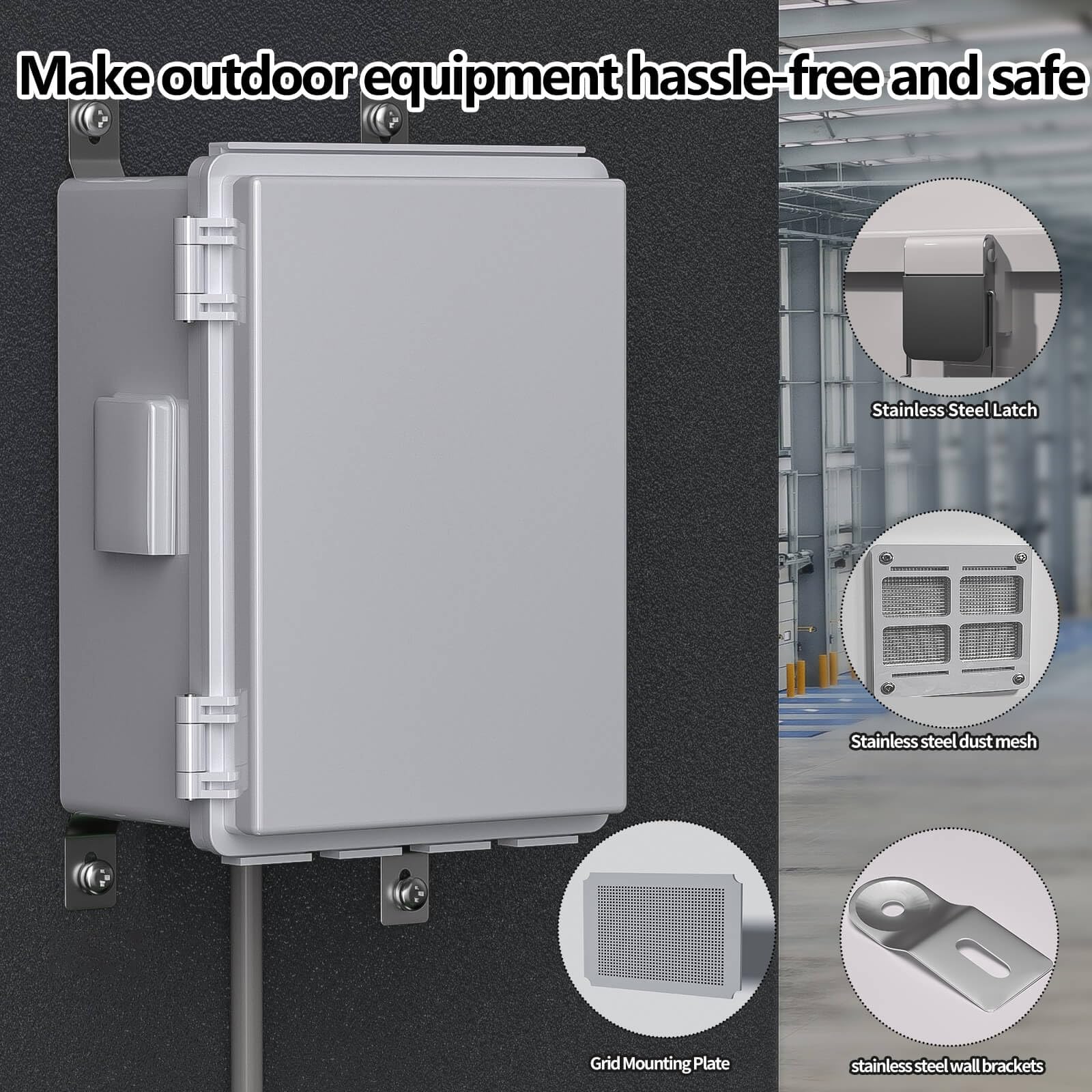 ABS Electrical Junction Box, Ventilated Design, Cable Grommets, IP65 Waterproof Enclosure, Indoor/Outdoor Use with Mounting Panel. (Clear Cover, 8.7"x6.7"x4.3")