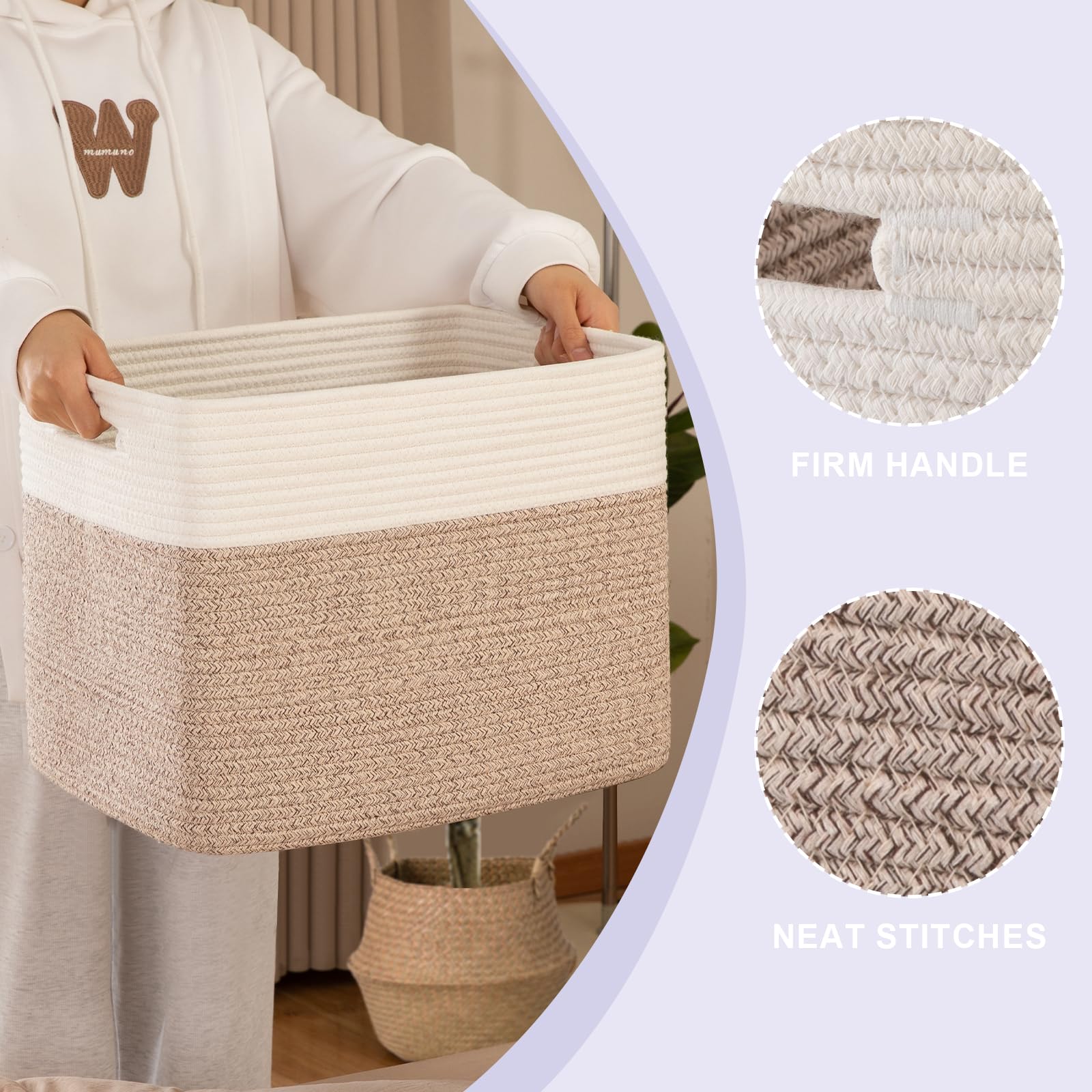 OIAHOMY Storage baskets for Shelf, Toy Storage Basket, Collapsible Storage Bins, Blanket Basket Living Room, Closet Storage for Bedroom, 15 x 9.8 x 11.8 Inches-Pack of 2-Brown, FSB-H-P-02