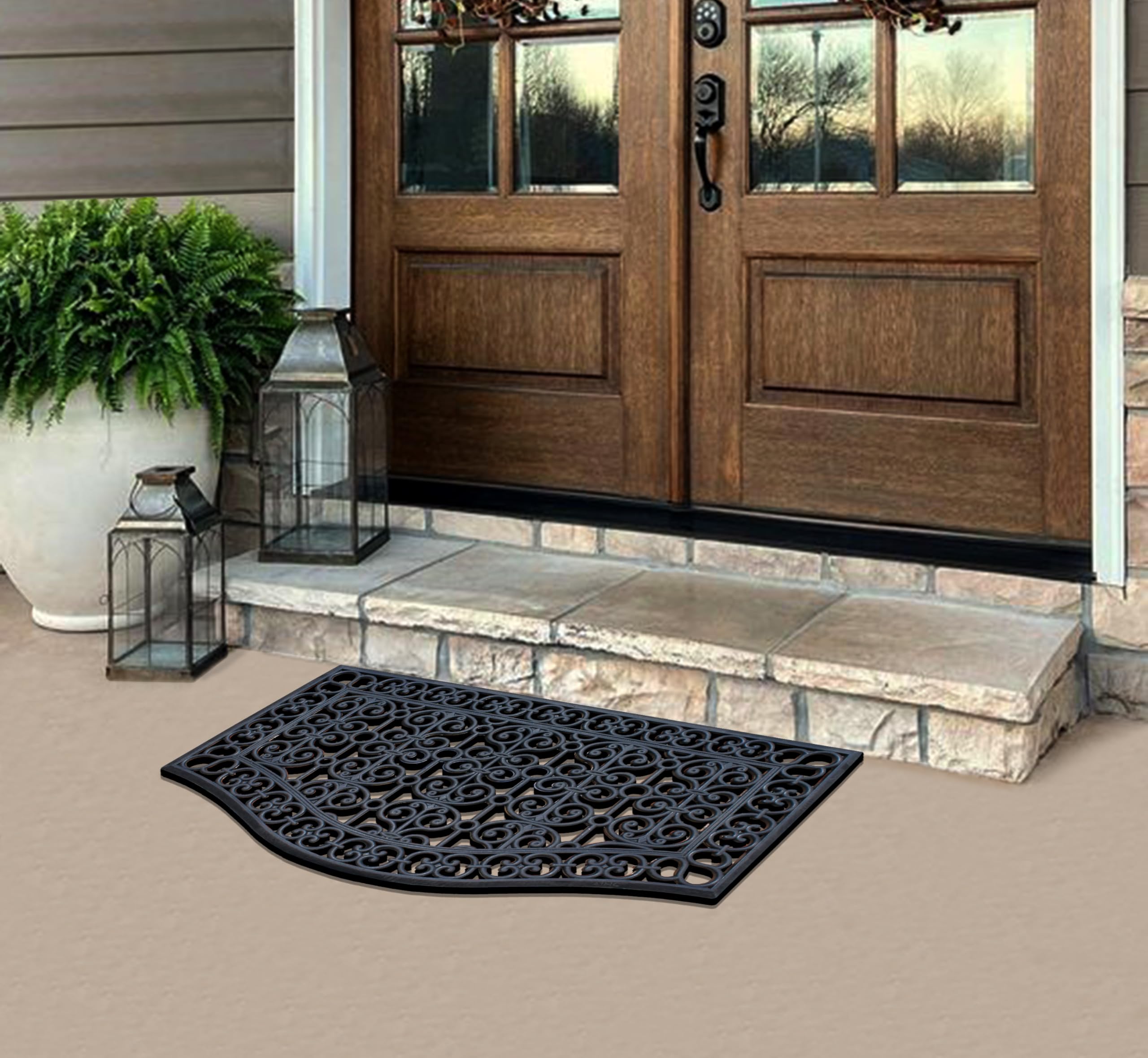 A1 Home Collections 19-LB Heavy Duty Rubber Doormat 24"×57" - Won't Blow Away | Outside Front Door Mat, Mud Dirt Scraper, Non-Slip Drainage Mat for Entryway Patio Garage, All-Weather, 100% Rubber Mats