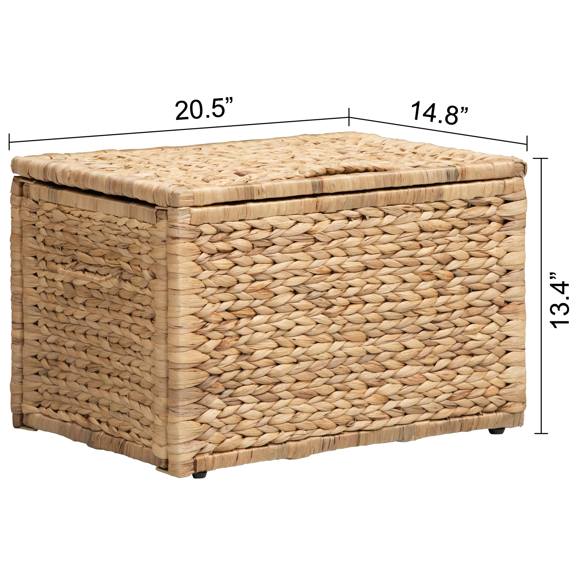 eHemco Heavy-duty Water Hyacinth Wicker Storage Trunk with Metal Frame, 30 by 17.5 by 17.5 Inches, Brown Wash
