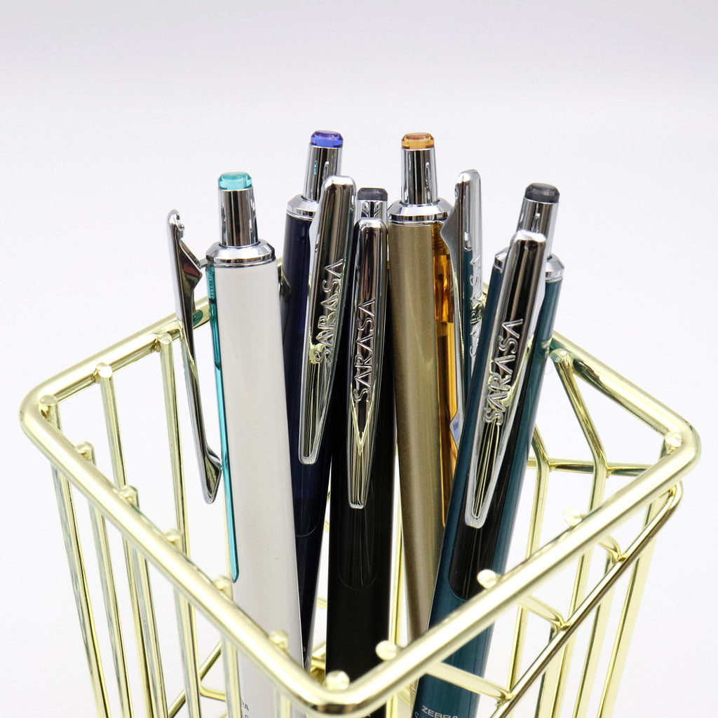 Zebra Pen, SARASA Grand Retractable Gel Pen, Solid Brass Barrel, Fast-Drying Black Ink, 0.7mm Point, Ideal for the Left-Handed, Eliminates Smudging, Gold Brass Barrel, 1-Pack, (45511)