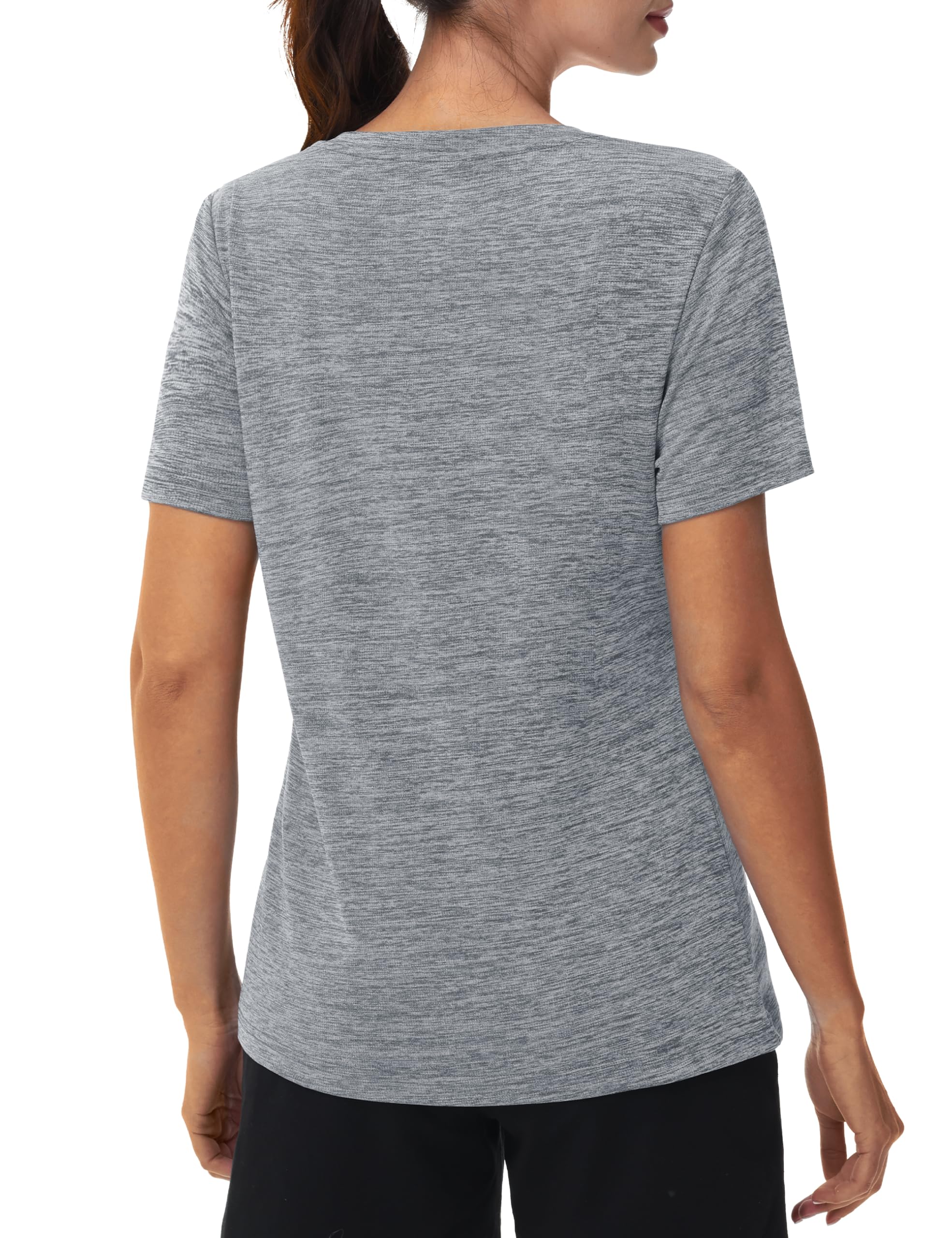 MAGCOMSEN Workout Tops for Women UPF 50+ Quick Dry Short Sleeve Sun Protection V-Neck Shirts Lightweight Hiking T Shirts