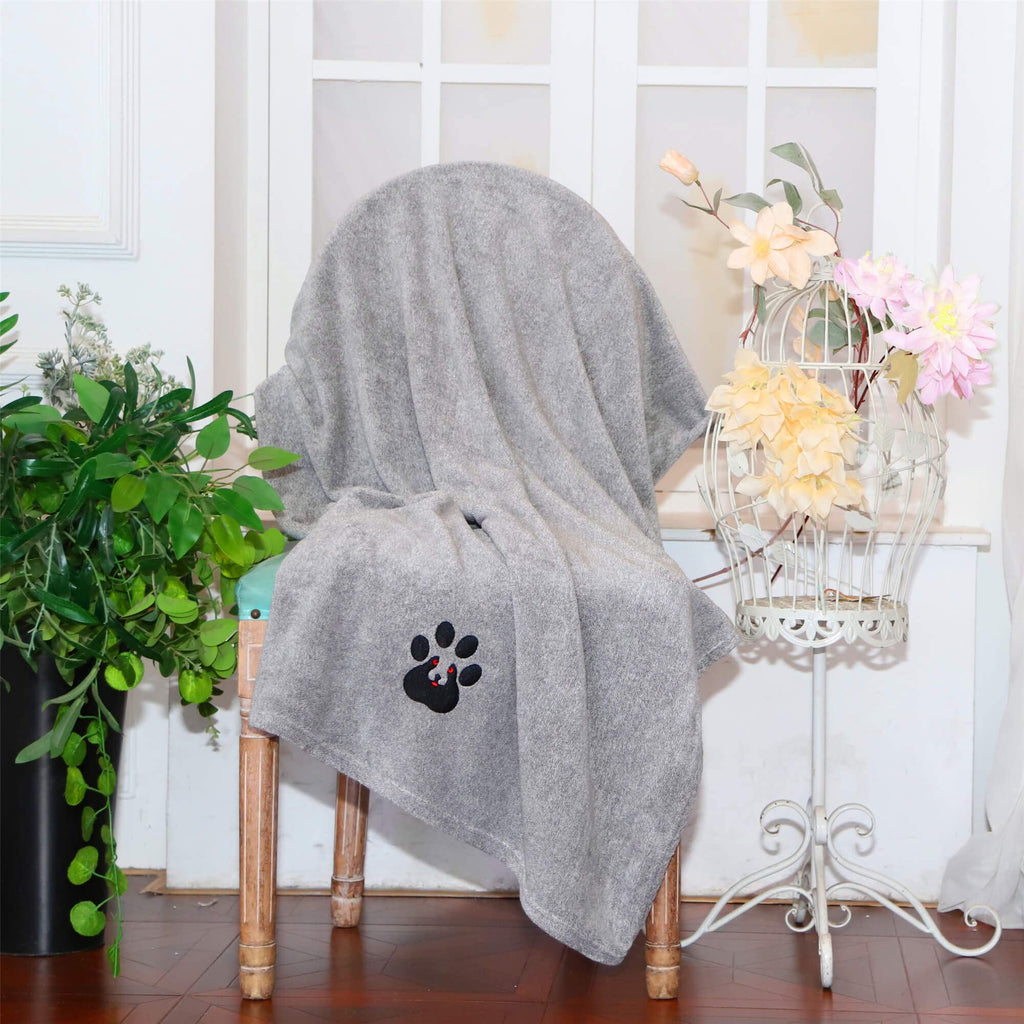 Dogvingpk Medium Dog Towel 4 Pack, Super Absorbent Soft Quick Drying Microfiber Pet Bath Towels for Medium & Small Dogs (M-36" * 28", 2Grey and 2Brown)