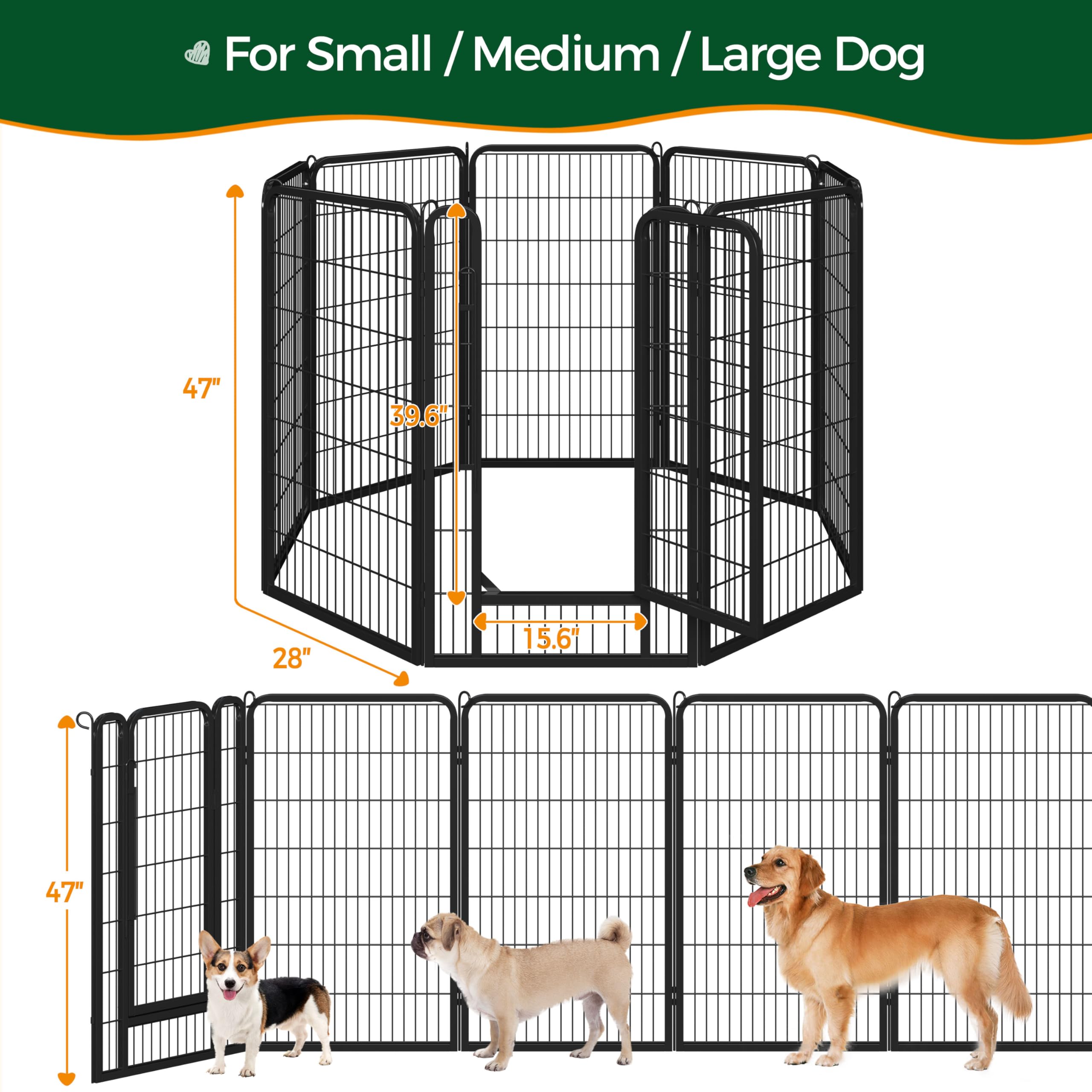 Yaheetech Dog Playpen, 24 inch 2 Panels Dog Pen for Indoor Heavy Duty Puppy Exercise Pen Metal Pet Fence for RV Camping/Yard/Garden