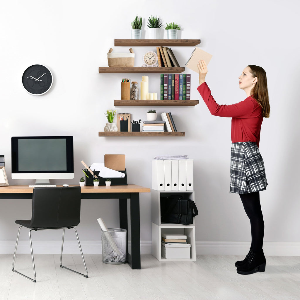 Sorbus Floating Shelves for Wall - 24" Bathroom Shelves, Wall Decor for Bedroom, Kitchen, Living Room, Home Decor & Book Storage - Mounted Floating Shelf with Invisible Brackets (Black, 2 Pack)