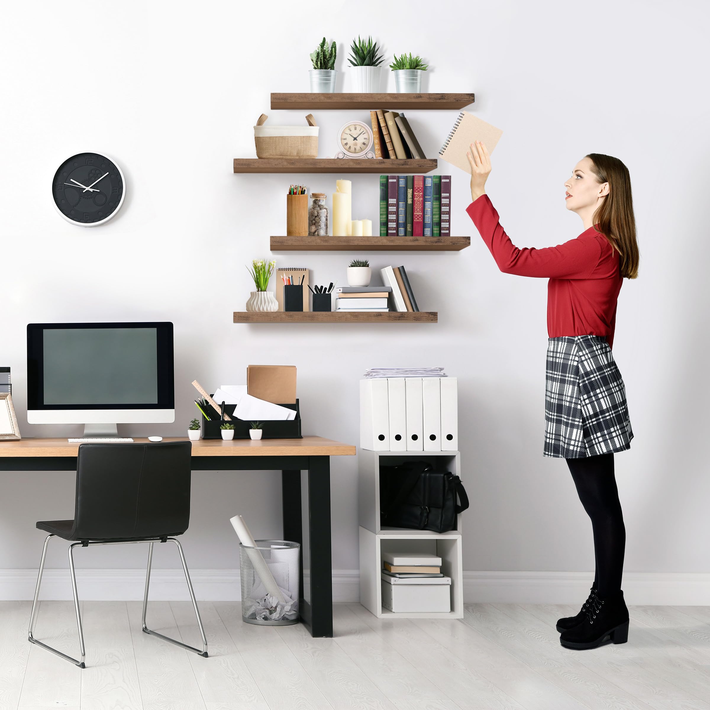 Sorbus Floating Shelves for Wall - 24" Bathroom Shelves, Wall Decor for Bedroom, Kitchen, Living Room, Home Decor & Book Storage - Mounted Floating Shelf with Invisible Brackets (Black, 2 Pack)