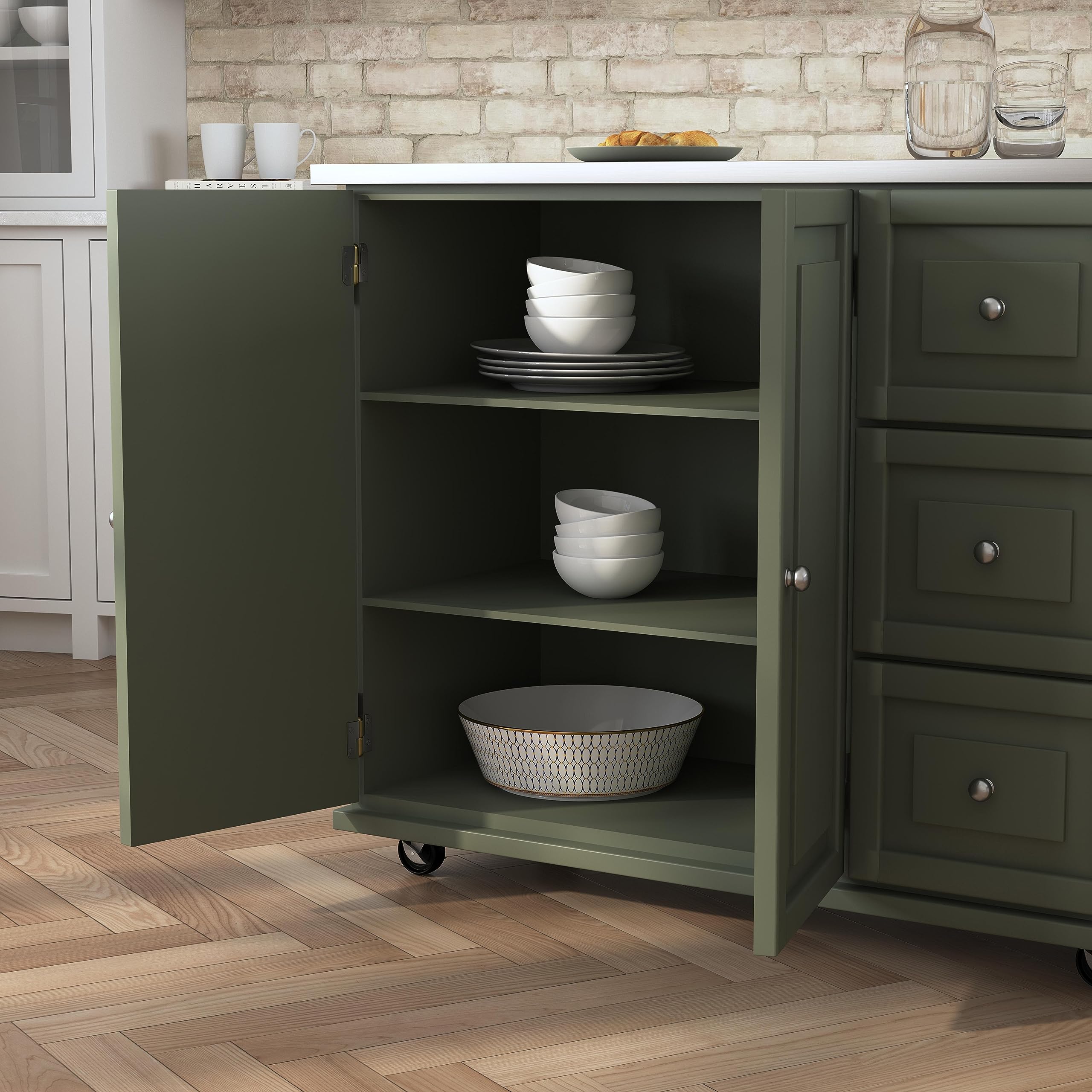 Homestyles Mobile Kitchen Island Cart with Stainless Steel Top, Blue