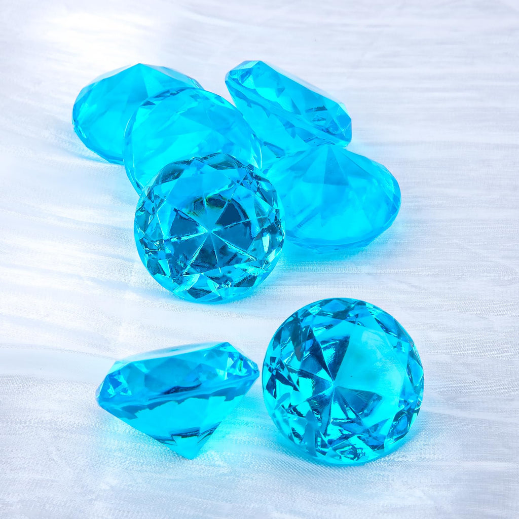Niceup 26PCS Blue Fake Diamonds Gem Toys, 1.5in Pool Diving Gems Acrylic Plastic Gemstones for Kids, Party Décor Jewels Treasure Hunt Hiding Sensory Bin Filler Toys Craft Supplies
