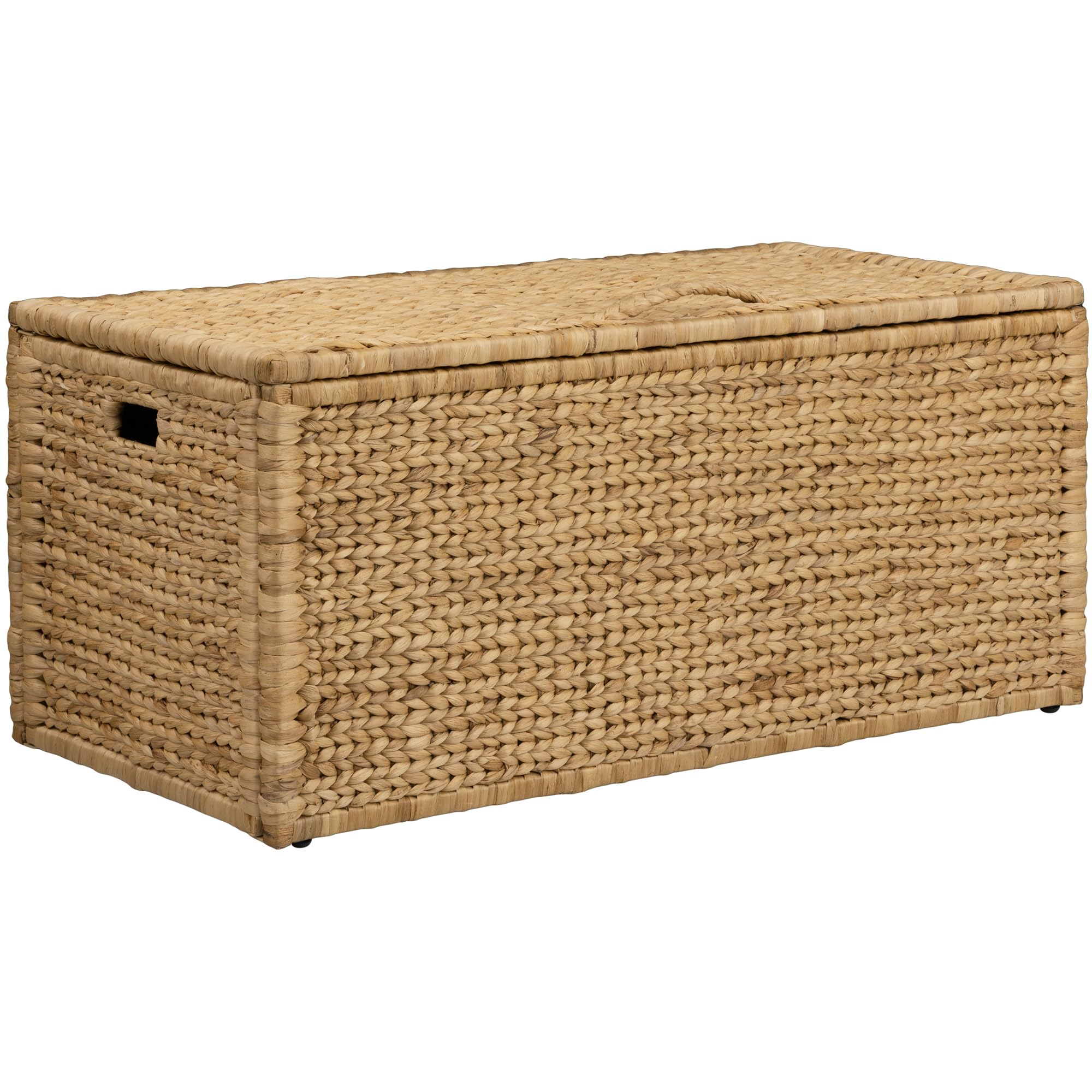 eHemco Heavy-duty Water Hyacinth Wicker Storage Trunk with Metal Frame, 30 by 17.5 by 17.5 Inches, Brown Wash