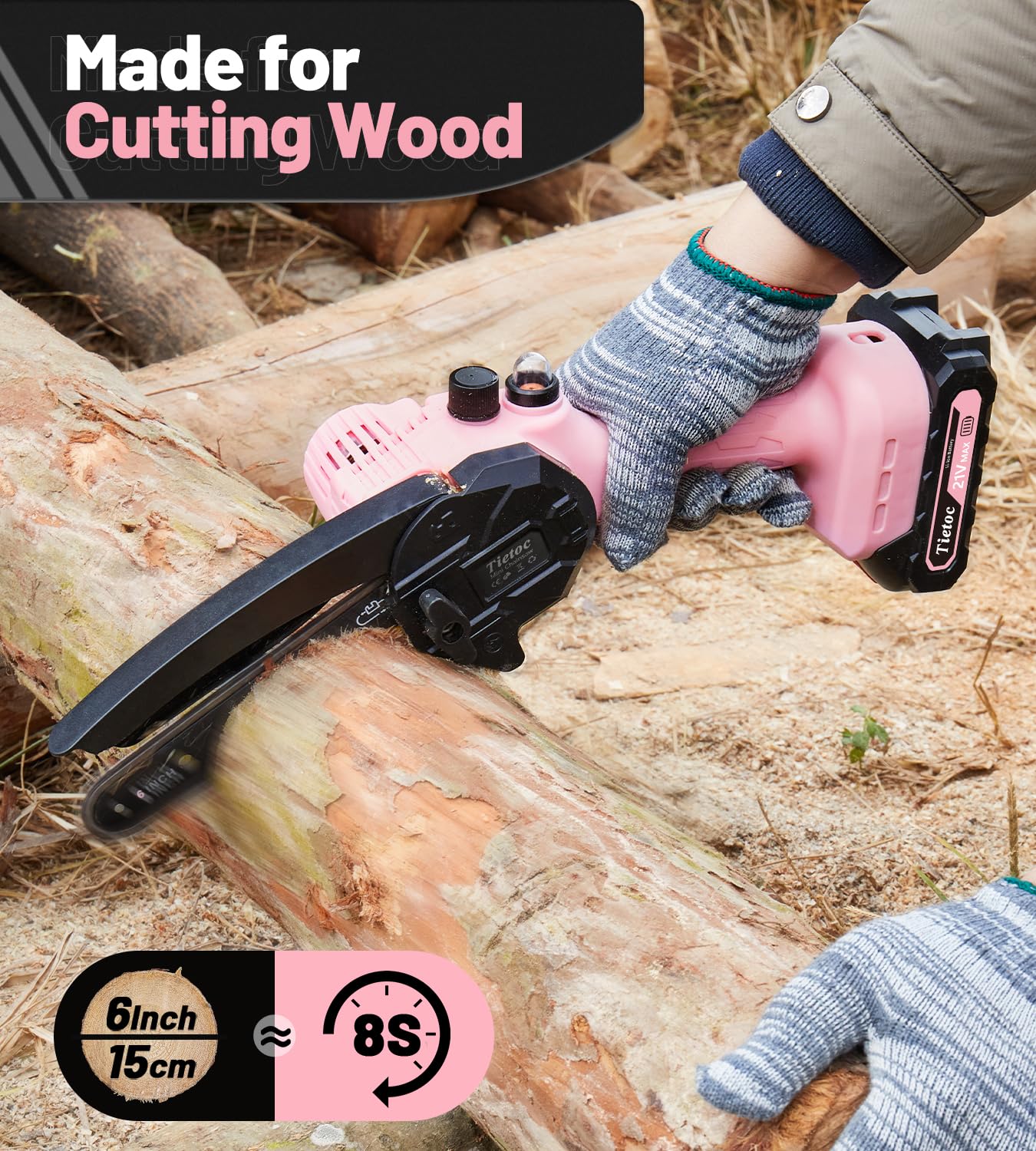 Tietoc Chainsaw 6 Inch Mini Electric Chainsaw Cordless Battery Powered, Hand Held Saw for Wood/Trees Trimming, Tools for Household and Garden, Chain Saw Gift for Men Dad Husband Fathers Gardener 2026