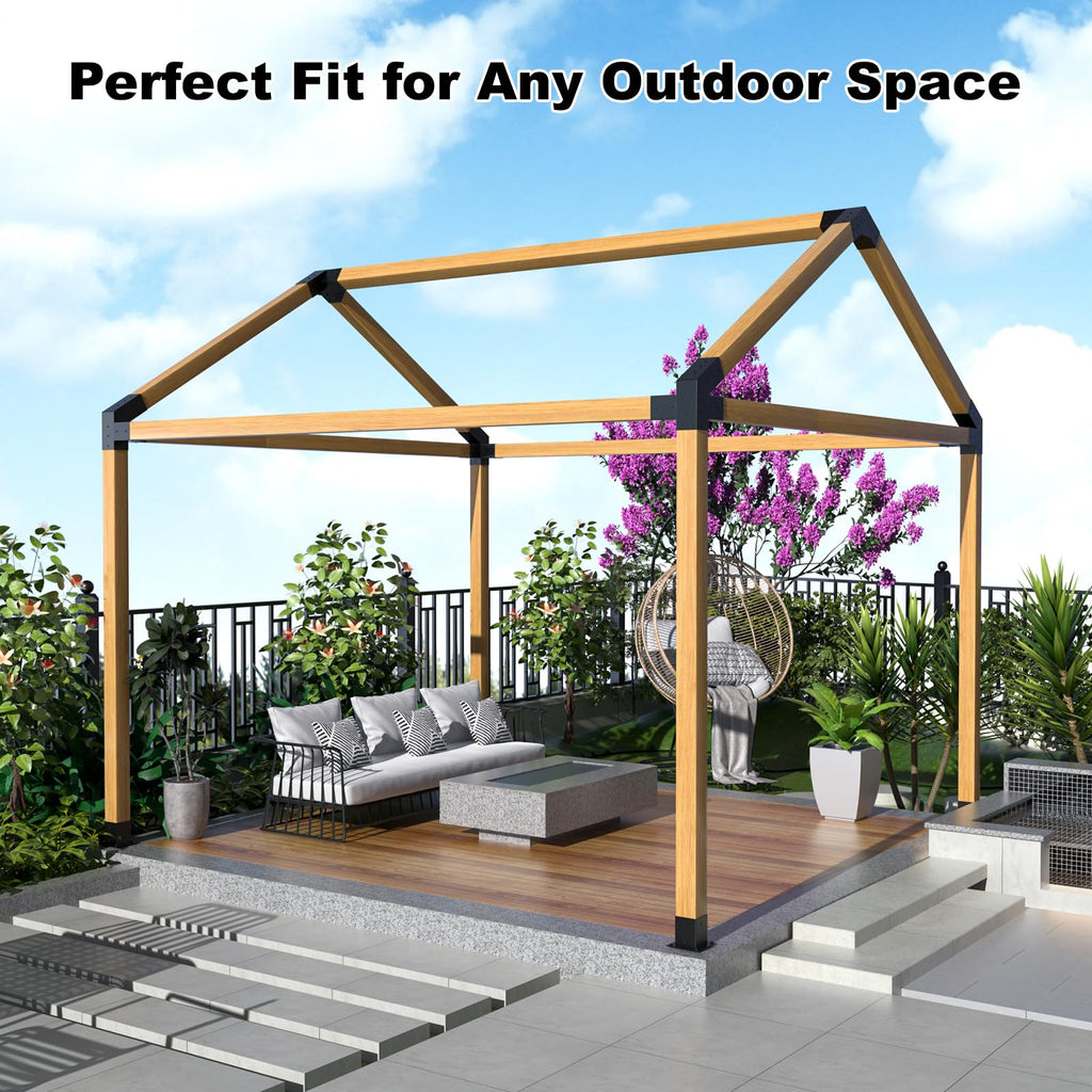 Woodwork Pergola Kit 2 Pcs- Post and Beam T Brackets - Modular Sizing Pergola Brackets Hardware fit for 4 x 4 Lumber, Heavy Duty