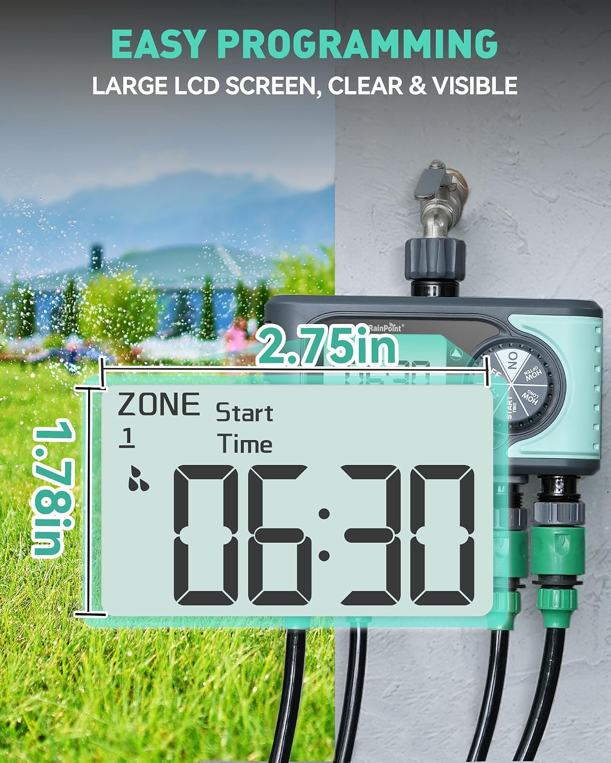 RAINPOINT Sprinkler Timer, Timed Irrigation Controller for Lawn