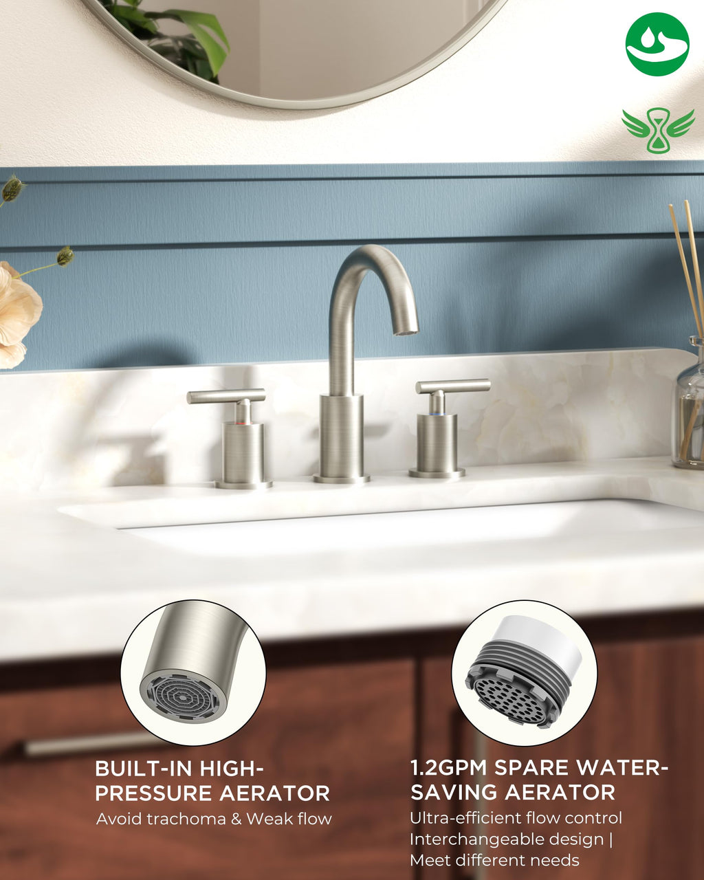 FORIOUS 4" Brushed Gold Bathroom Faucet Centerset 4 Inch, 2 Handle 2 Hole Gold Faucets for Bathroom Vanity wtih Metal Pop Up Dain, CUPC Supply Hose, High Arc Swivel Spout