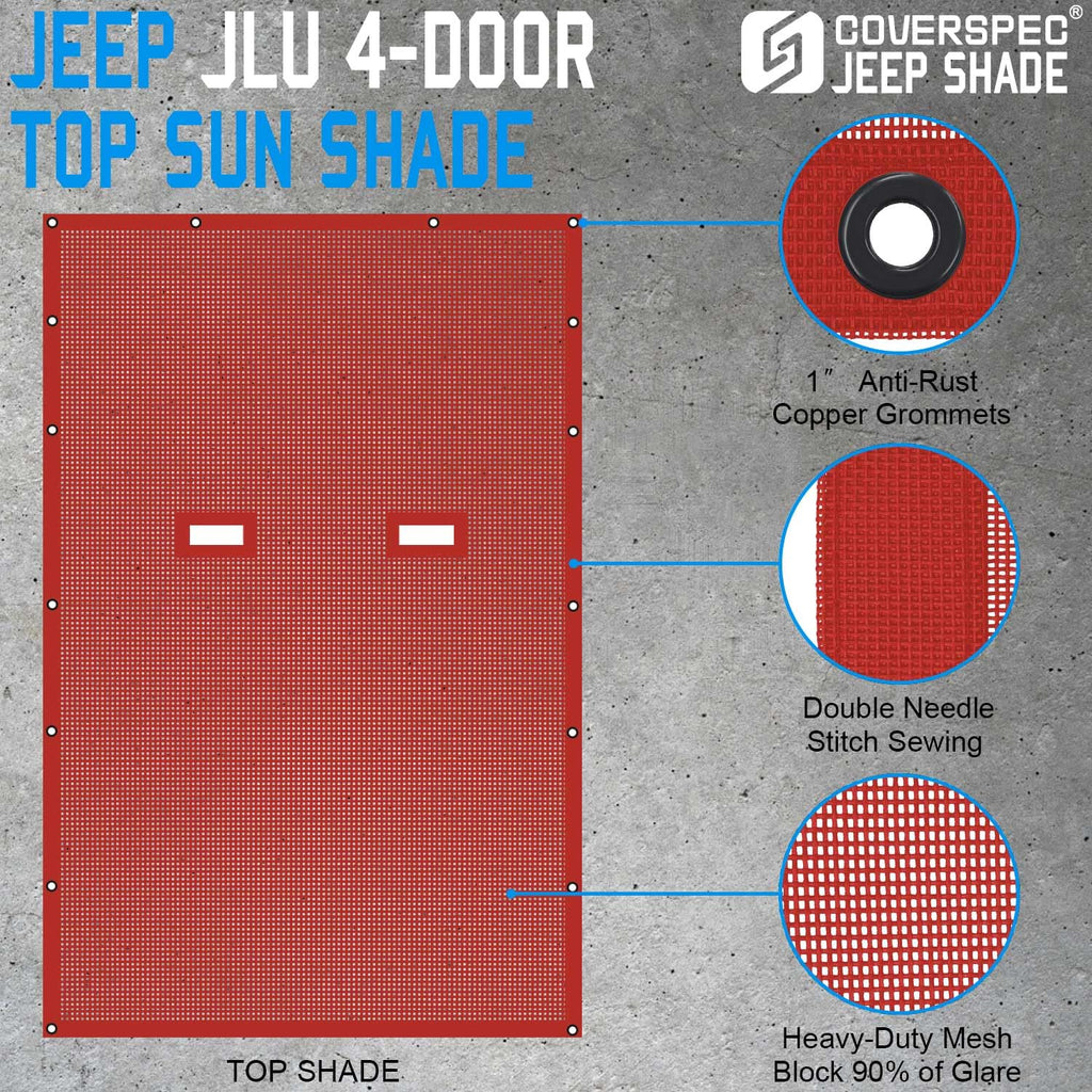 JT Top Sun Shade Roof Compatible with Jeep Gladiator 4 Door 2018 to 2023 Sunshade Sunroof Bikini Cover Blocks UV Wind Noise Black Mesh for Front and Rear 2 pcs