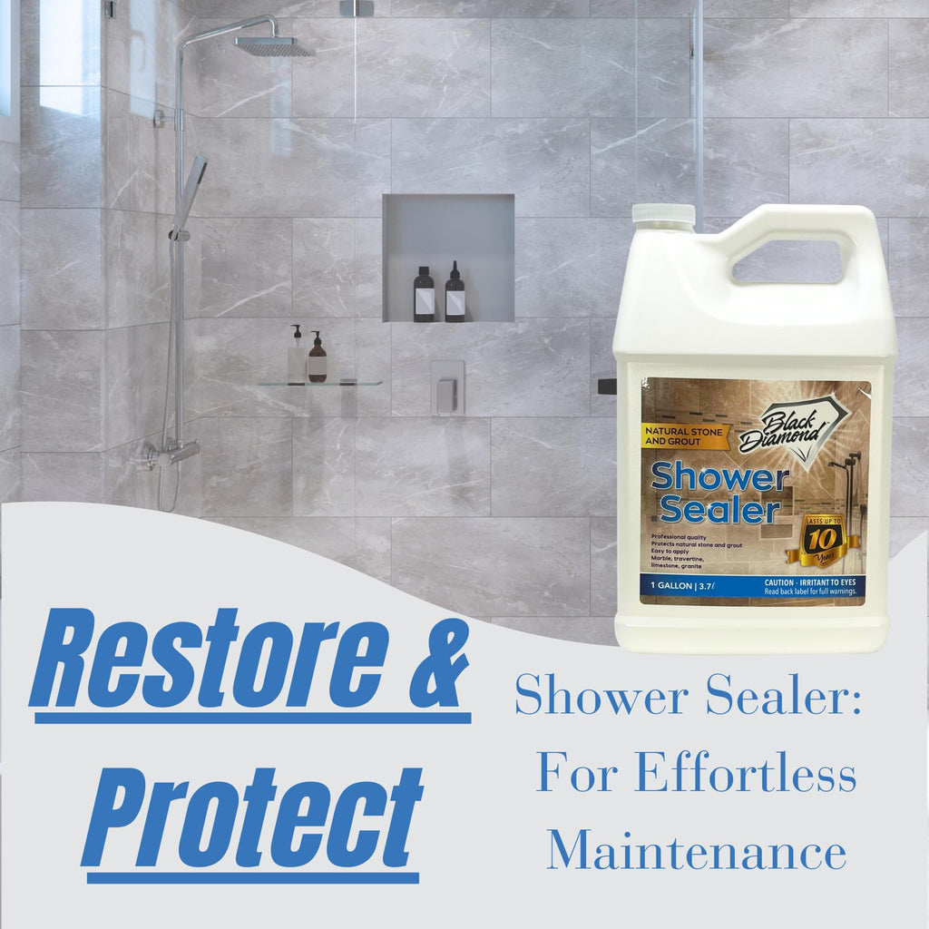 Natural Stone and Grout Penetrating Shower Sealer. Marble, Granite Travertine, Limestone. Protects Making Them Easy to Clean. Works Also on Grout in Tile, Ceramic, and Porcelain. 1-Quart