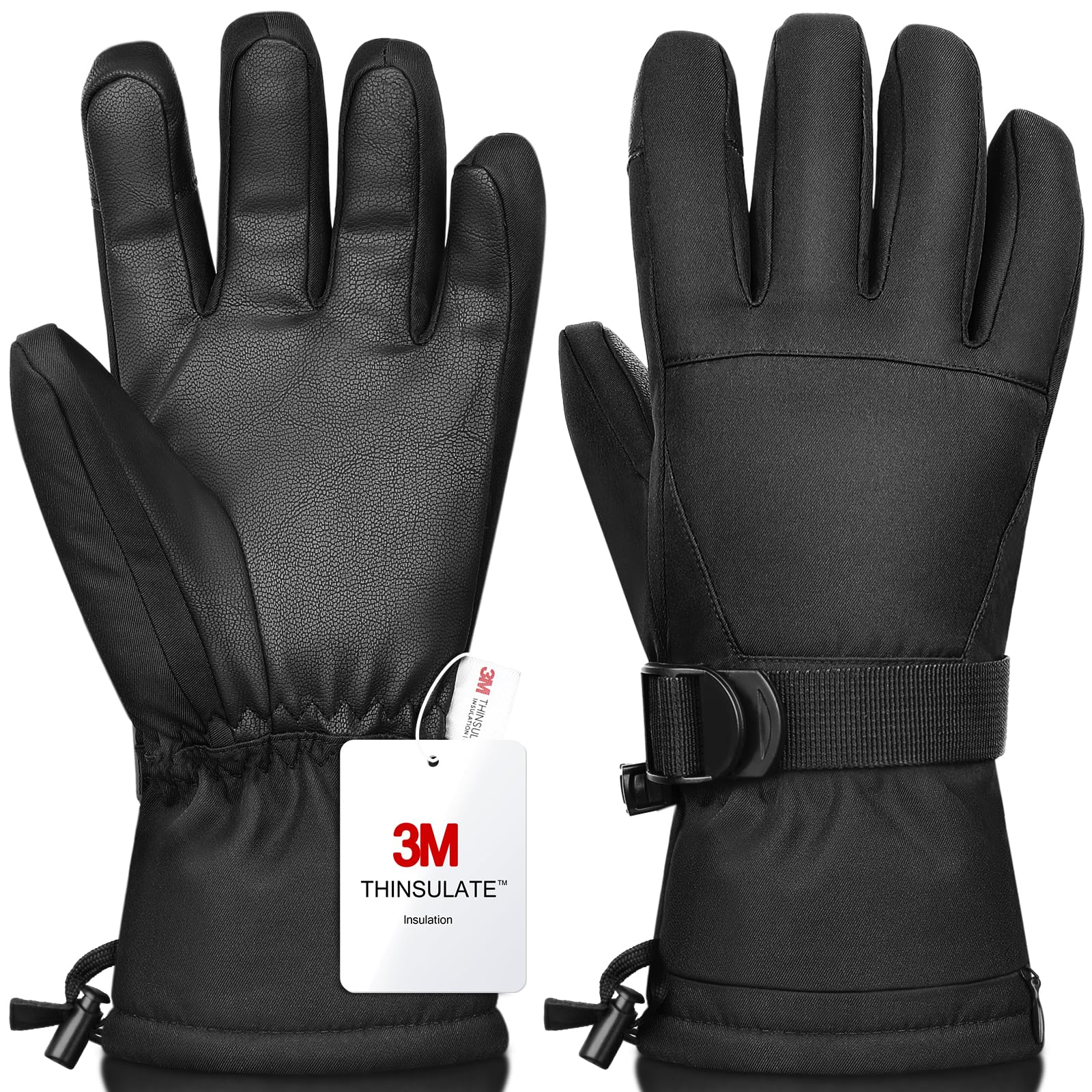 Ski Gloves,Snow Gloves Waterproof Winter Warm Cold Weather Touchscreen Gloves for Parent& Child Kids Skiing,Snowboarding