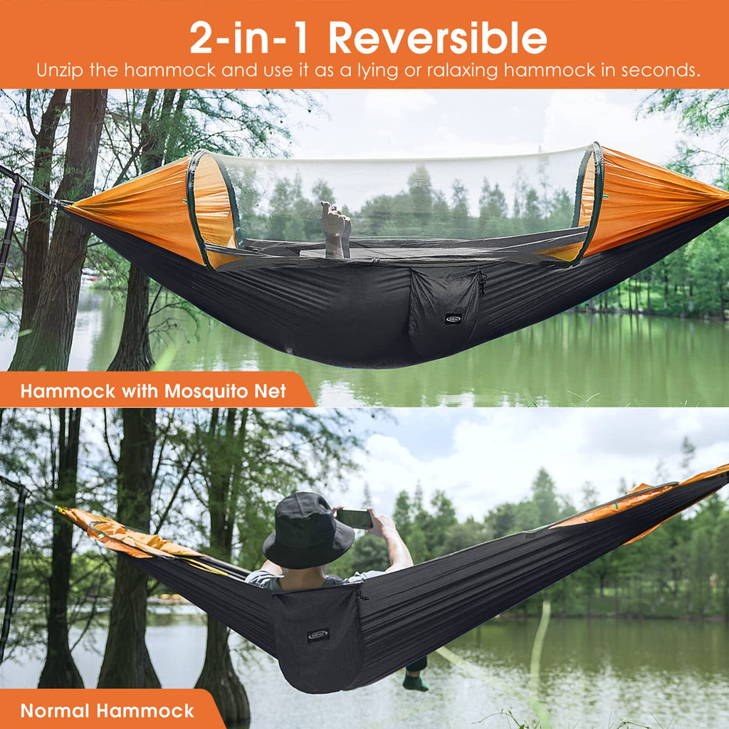 G4Free Large Camping Hammock with Mosquito Net and Rain Fly- 2 Person Portable Hammock with Bug Net and Tent Tarp for Outdoor Hiking Camping Backpacking Travel