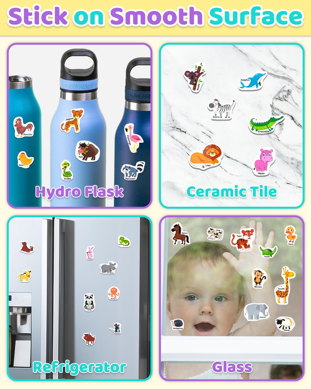 Benresive Reusable Sticker Book for Toddlers, Stickers for Kids, Travel Toys for Arts & Crafts Activities, Birthday Gift for Boys & Girls, Animals Dinosaurs Insects Themes