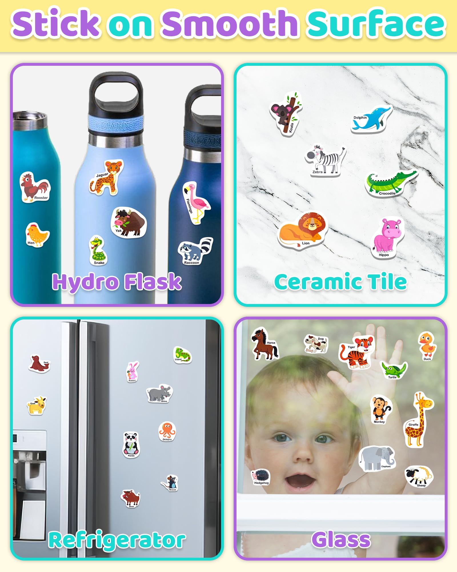 Benresive Reusable Sticker Book for Toddlers, Stickers for Kids, Travel Toys for Arts & Crafts Activities, Birthday Gift for Boys & Girls, Animals Dinosaurs Insects Themes