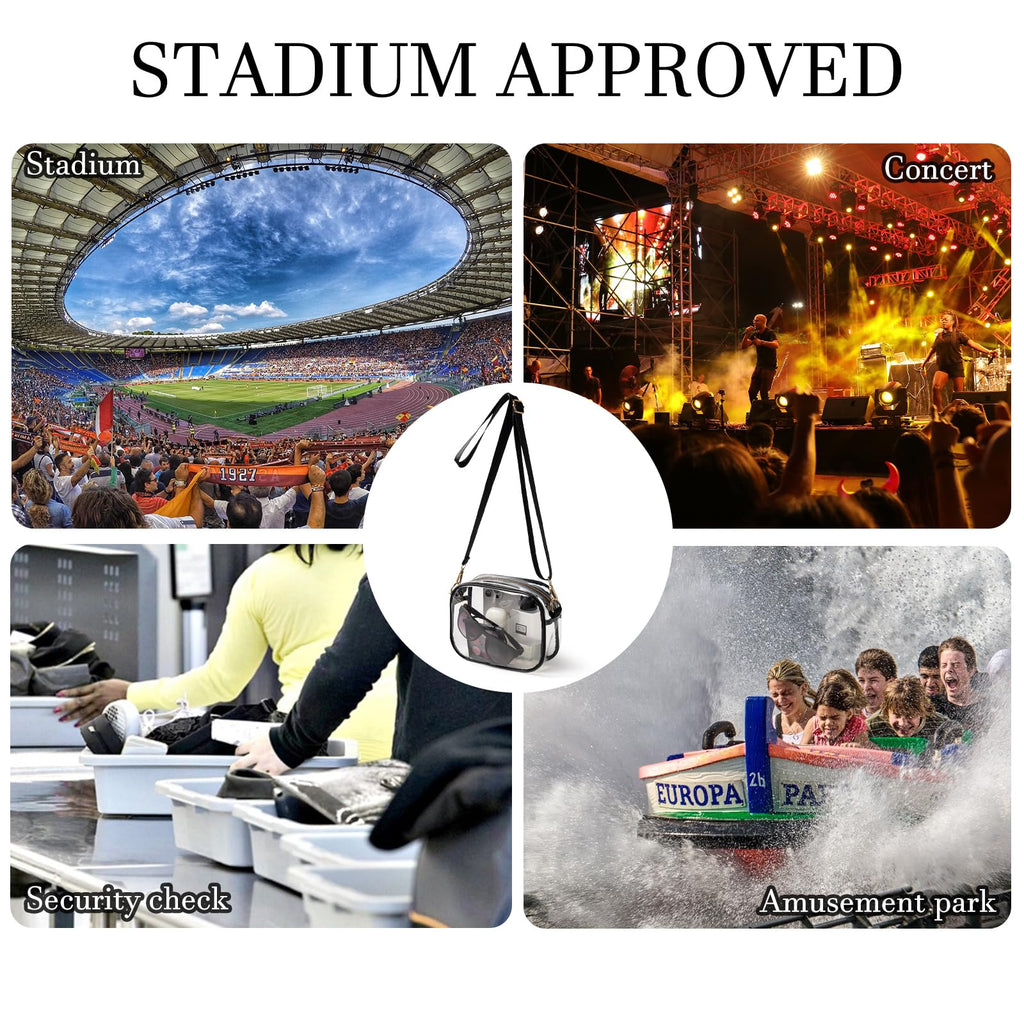 TOBVZOO Clear Bag Stadium Approved, Crossbody Transparent Bag for Concerts Sports Events, Purses for Men & Women