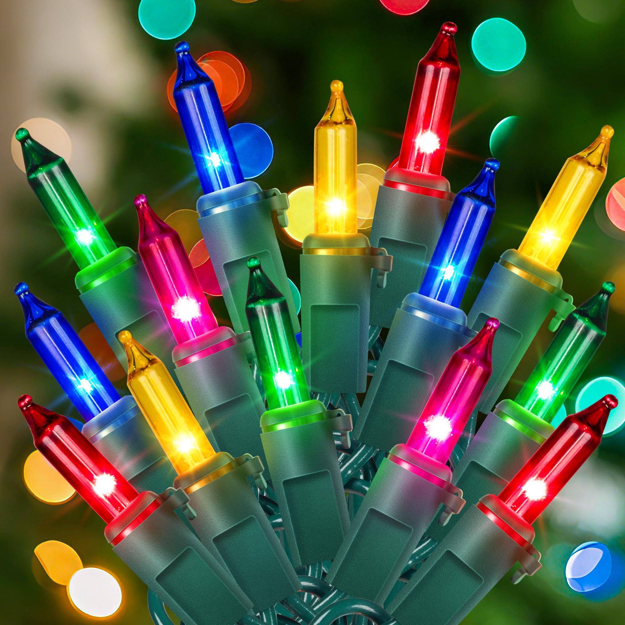 Christmas Lights Indoor Outdoor, 2PACK 13FT 50-count Lights Incandescent Mini valentine's day String Light, 120V Certified Green Wire Light for Xmas Tree, Patio, Holiday, Party, Home, Garden Decor,Red