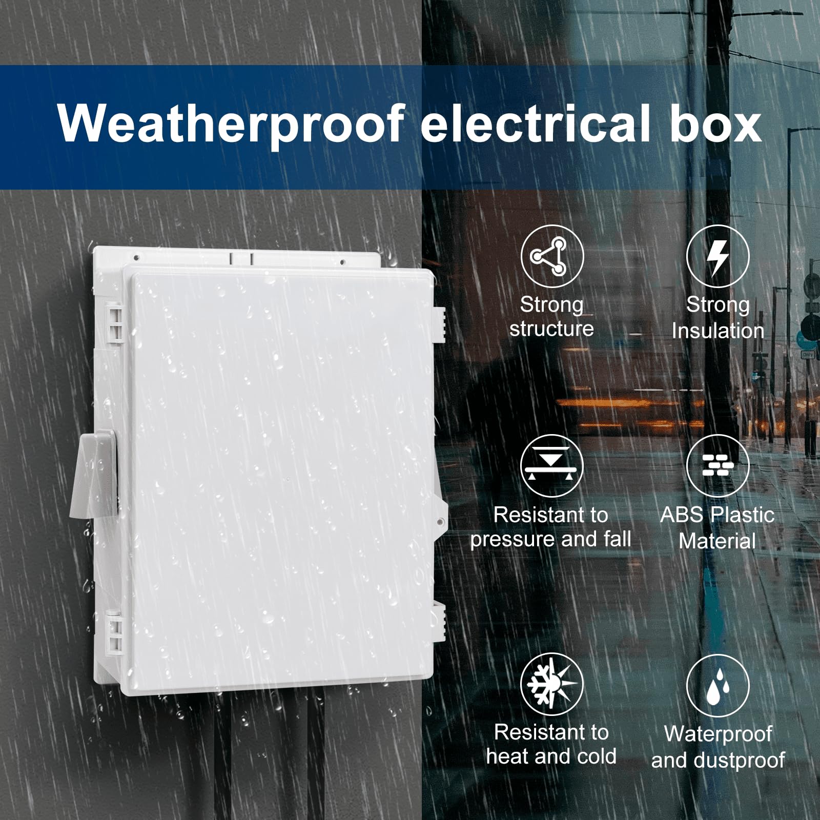 Namunanee Outdoor Electrical Junction Box, ABS Water Resistant Enclosure with Internal Mounting Panel & Hinged Cover, 9.2" H* 7" L* 4.6" W