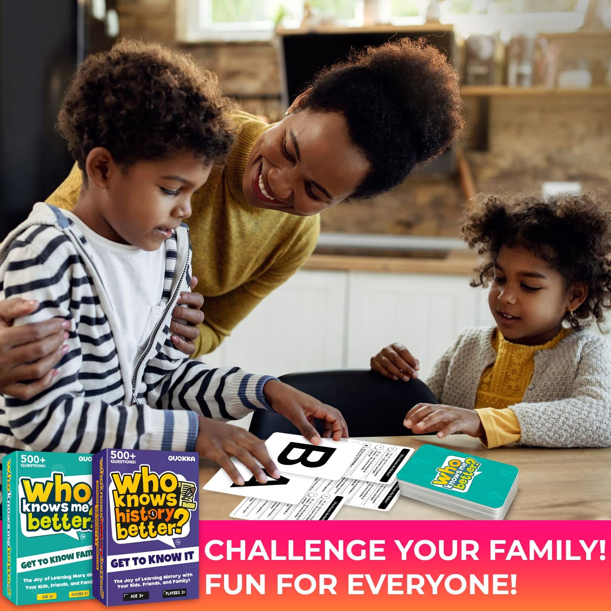 Family Board Games for Kids and Adults - Trivia Card Games for Kids 8-12 and Adults - Who Knows Me Better for Family Game Night - 500+ Facts Questions from Ages 6-8 — Fun Travel Car Activities for 5+