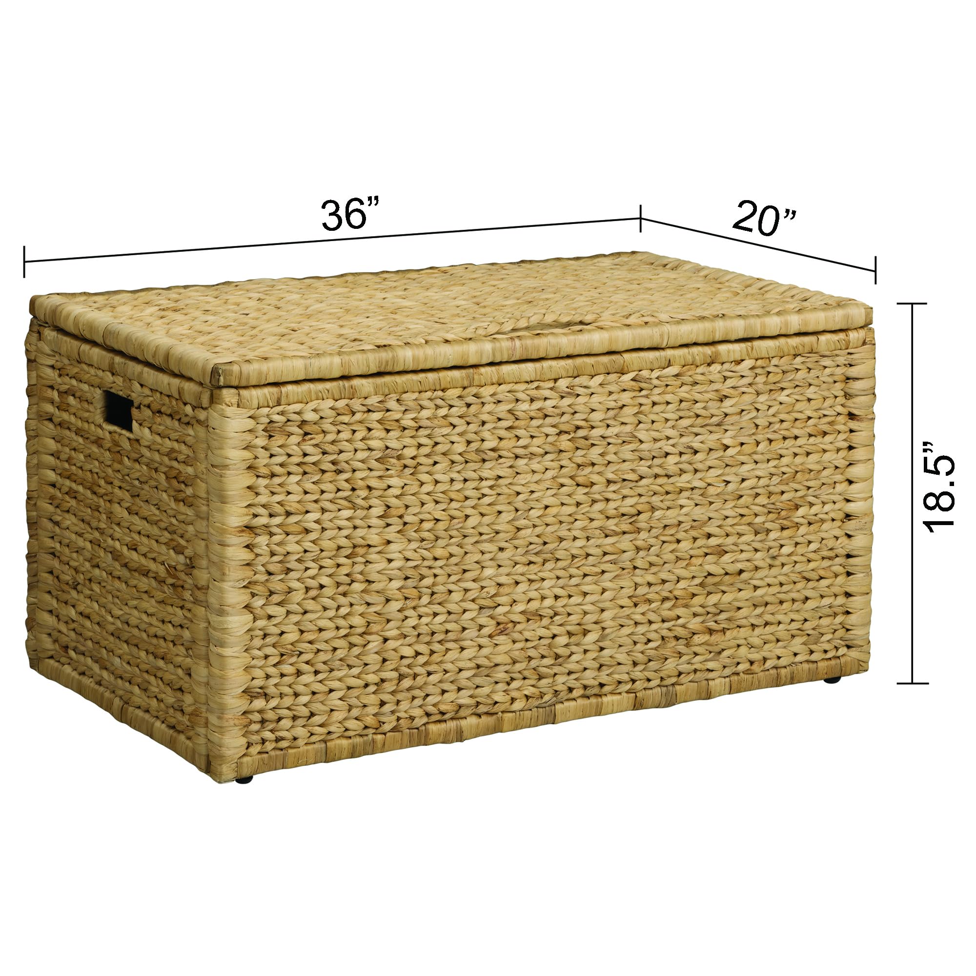 eHemco Heavy-duty Water Hyacinth Wicker Storage Trunk with Metal Frame, 30 by 17.5 by 17.5 Inches, Brown Wash