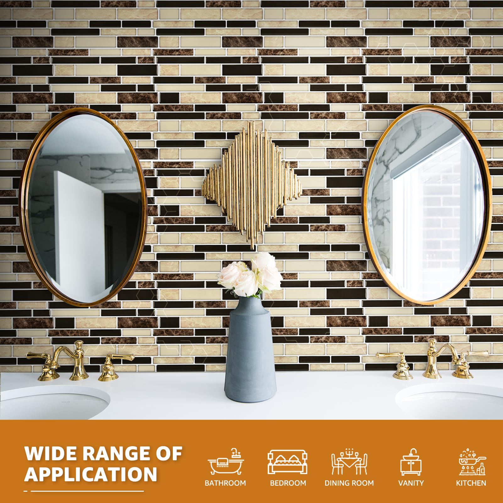 WOWSTAR 10-Sheet Peel and Stick Backsplash Tile for Kitchen, Back Splash Stick On Tiles for Kitchen Wall (Sand)