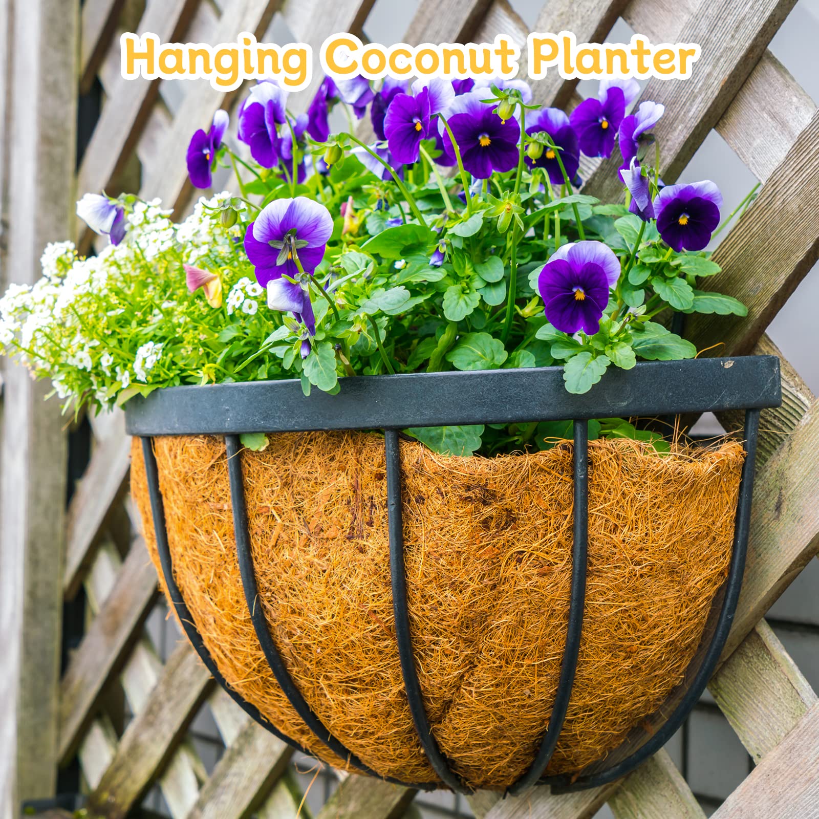 Riare 2 Pack 12 Inch Round Coco Liners Replacement, 100% Natural Coconut Coir Liners for Hanging Baskets, Garden Flower Vegetables Planter Pot, Window Box, Fence, Decks