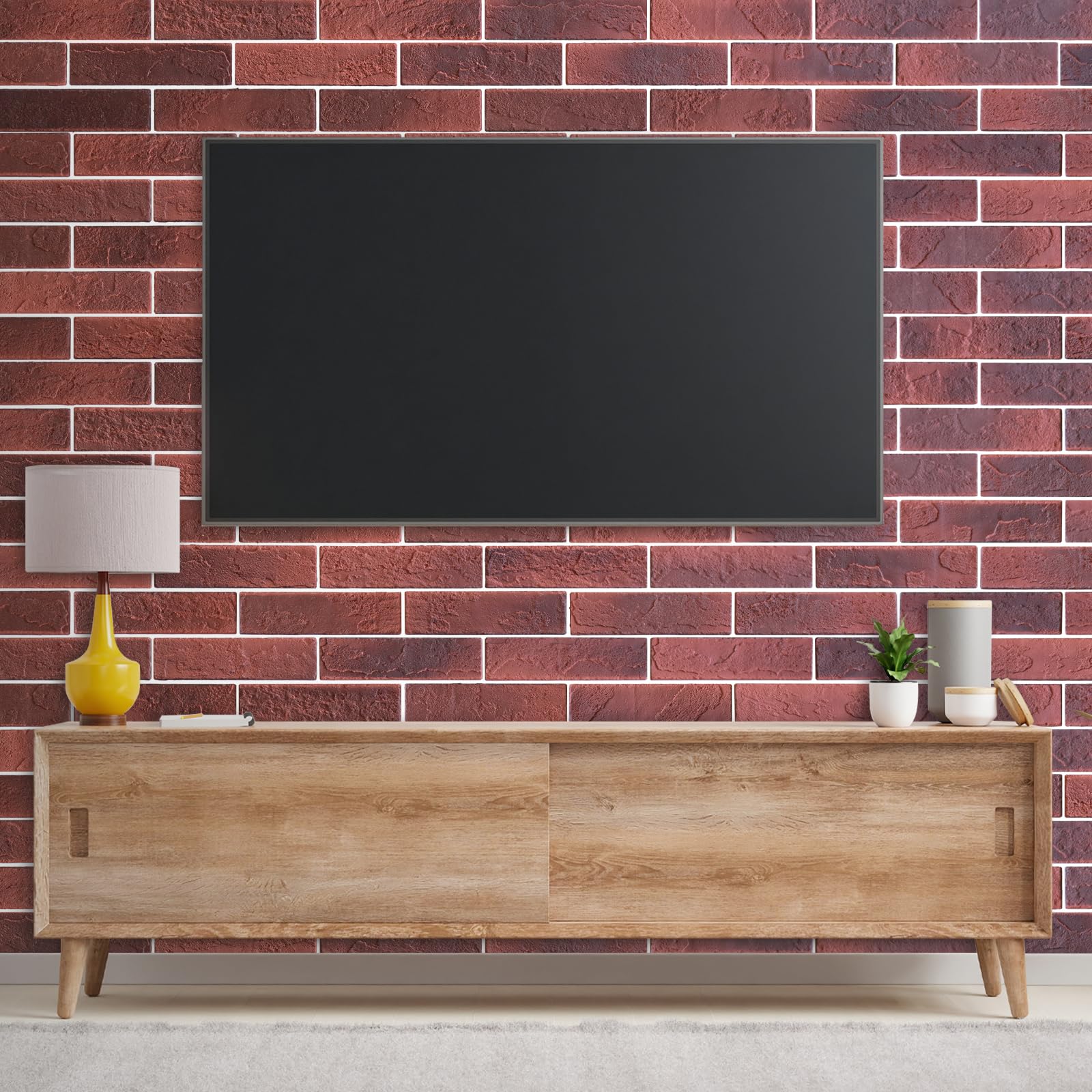 Old Town White Faux Brick Wall Tiles, 2 Pieces 3D Thin Brick Veneers